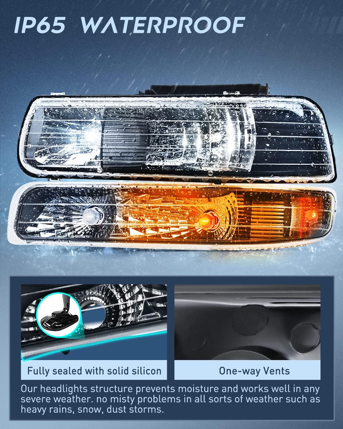 Nilight Headlight Assembly for 1999 2000 2001 2002 Chevy Silverado Avalanche 1500 1500HD 2500 2500HD 3500 Chevrolet Tahoe Suburban Replacement Headlamp Housing Bumper Lights Set