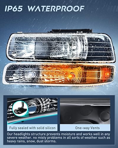 Miniatura 5 de Faros delanteros Nilight - Juego de repuestos de faros para montar en el parachoques para Chevy 1999 2000 2001 2002 Silverado Avalanche 1500 1500HD