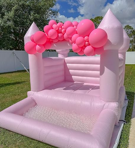 Miniatura 2 de Casas de rebote rosadas, casa de rebote con soplador, casa de rebote con pozo de bolas, juguete para niños, cosido con material extra grueso para