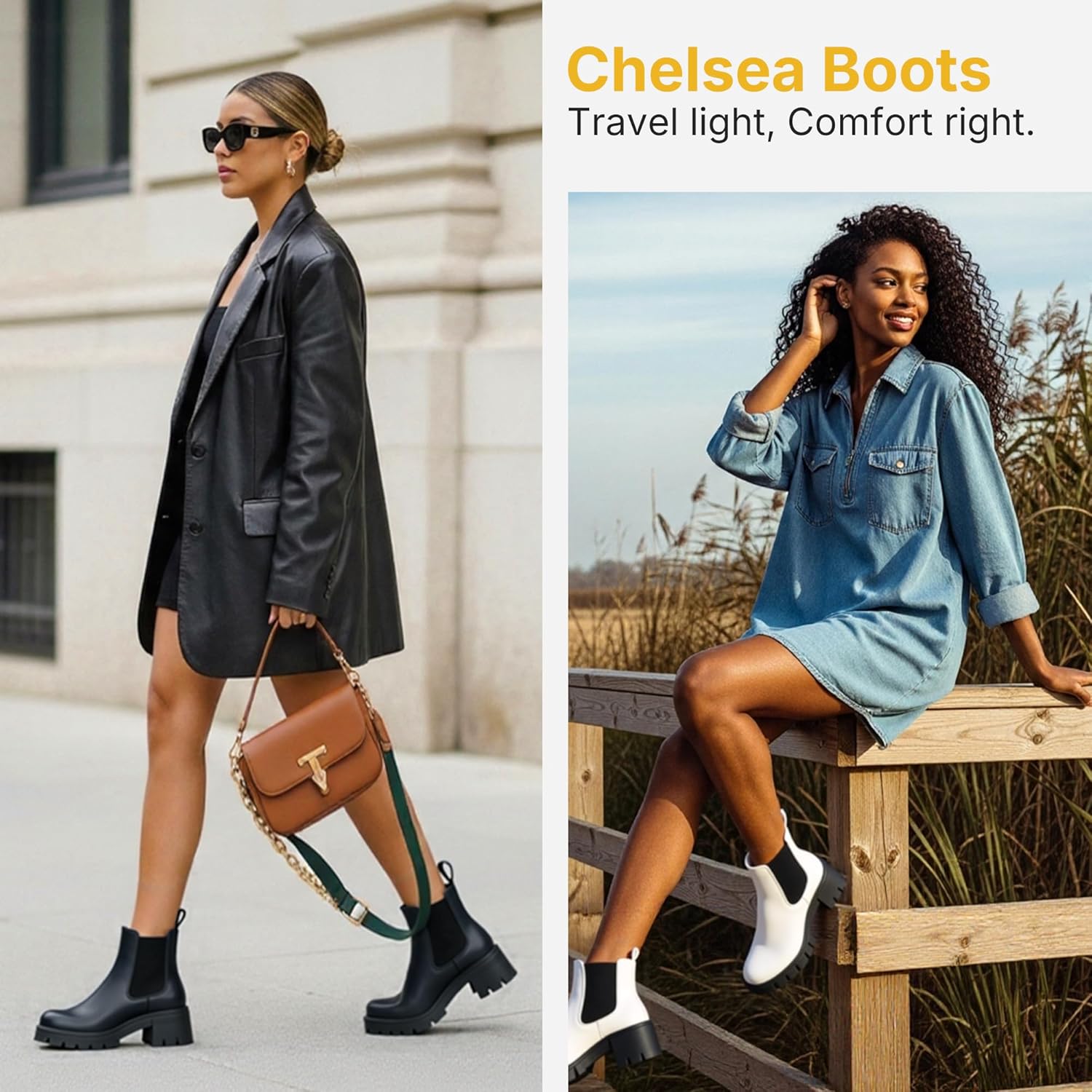 Vepose Women's 936 Chelsea Ankle Boots Platform Lug Sole Elastic Slip on Booties - Image 9