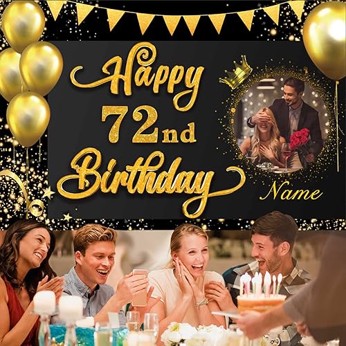 Miniatura 10 de Cartel personalizado de decoración de cumpleaños número 73, telón de fondo para decoraciones de cumpleaños de 73 años, para mujeres, hombres, niños