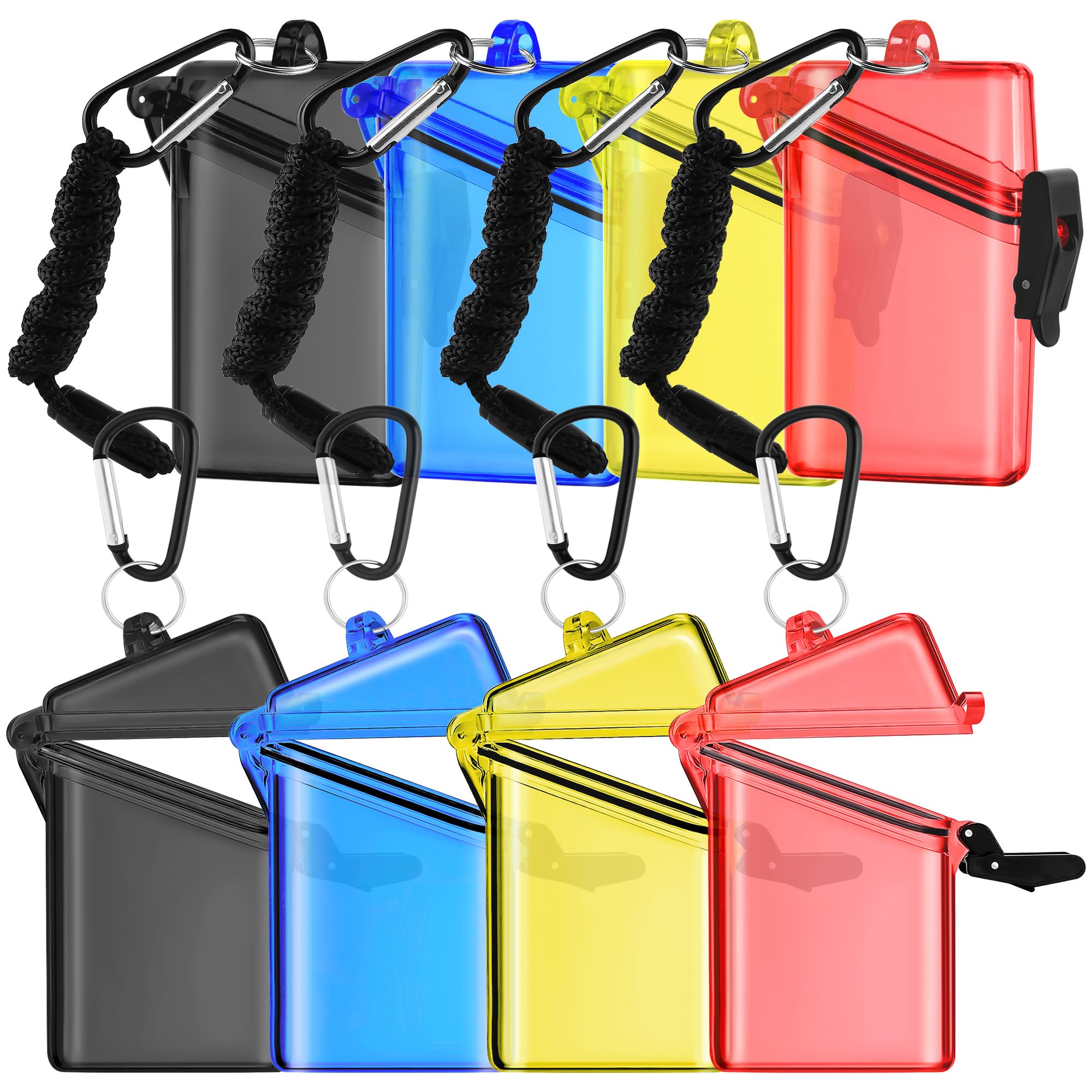 Mototo 8 Pack Waterproof ID Card Badge Holder Case Multicolour ID Holder Waterproof Card Holder for Swimming with Lanyard and Keychain for Id Badges