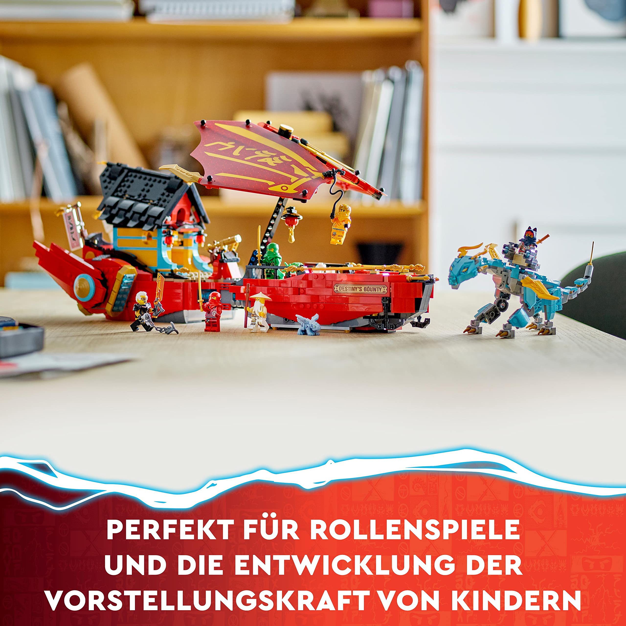 LEGO 71797 NINJAGO Ninja-Flugsegler im Wettlauf mit der Zeit, Ninja Luftschiff Spielzeug-Set mit 2 Drachenfiguren und 6 Minifiguren, 2023 Fahrzeug-Set, Geburtstagsgeschenk-Idee für Kinder