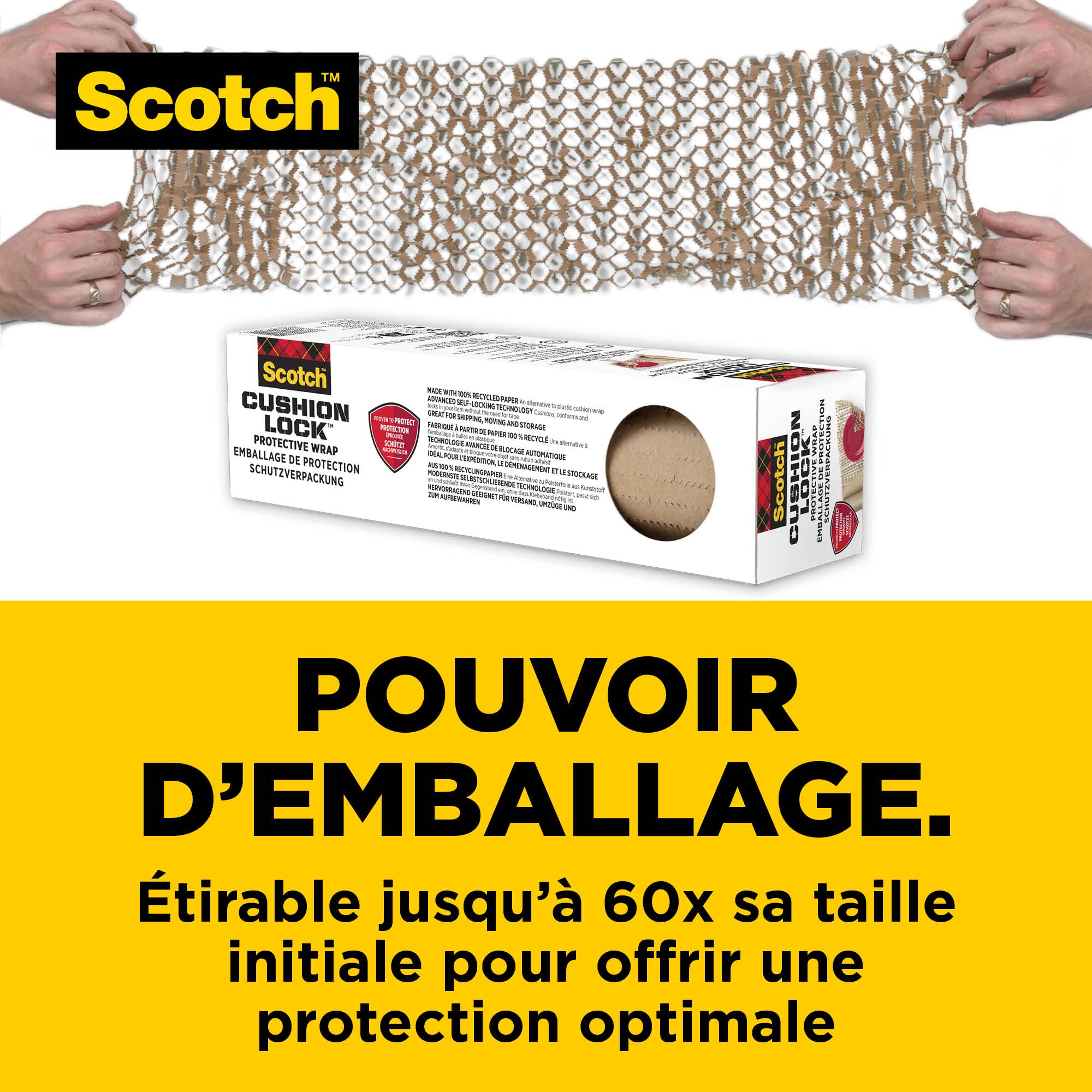 Scotch Cushion Lock Schutzverpackung - 1 Rolle, 30,4 cm x 9,14 m - Nachhaltige Papierpolster für den Versand und Transport, keine Schere oder Klebeband erforderlich, Alternative zu Luftpolsterfolie
