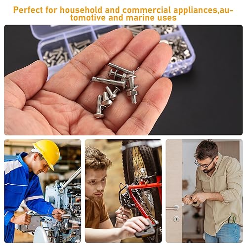 Miniatura 6 de Kit surtido de 324 tornillos métricos, tornillos métricos, tornillos métricos, tuercas y arandelas, tornillos hexagonales M3 M4, cabeza de