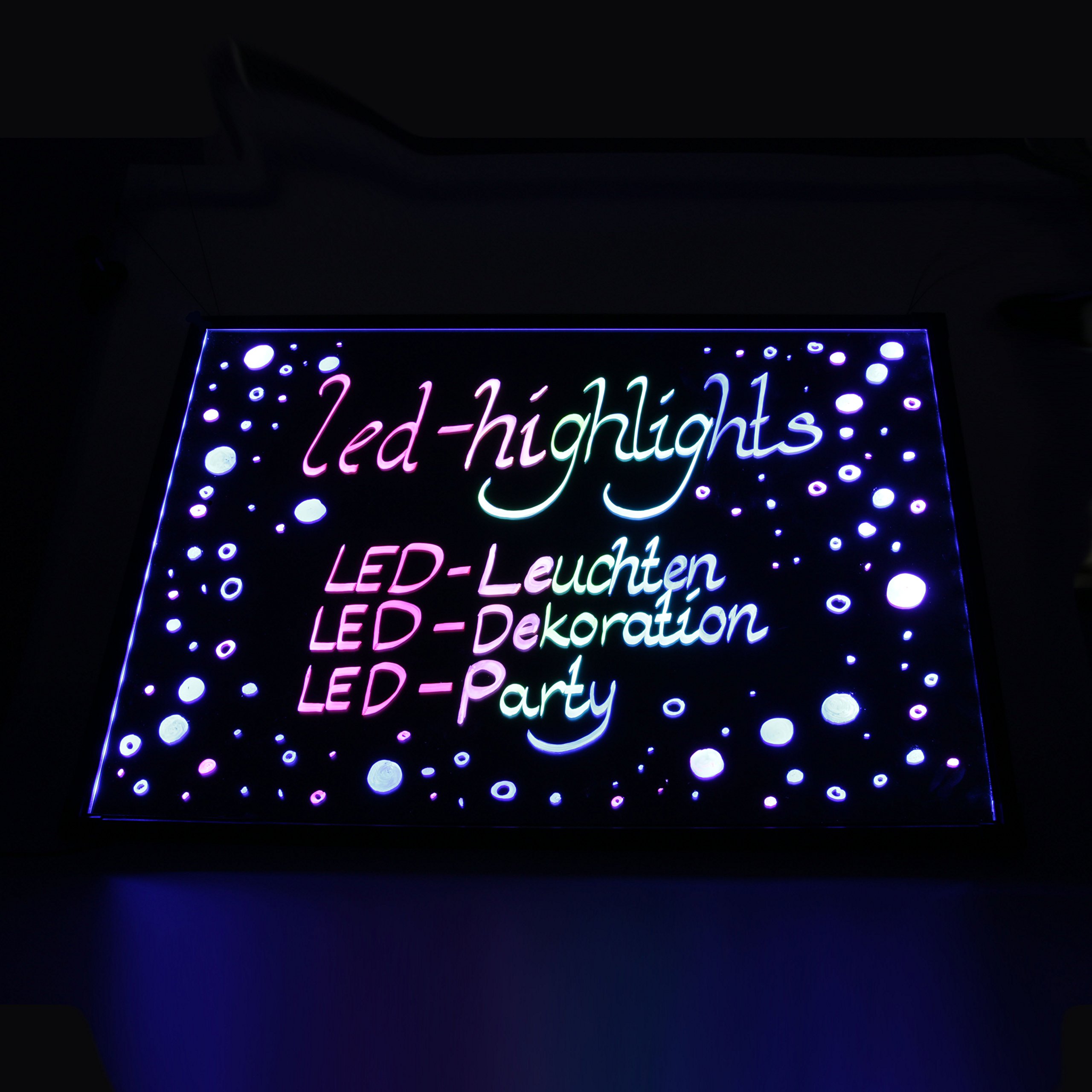 Deko Leuchtschild Reklame Tafel 80 x 60 cm mit Fernbedienung und 8 Neon Stifte Leuchttafel Werbeschild Buchstaben Bunt Beschreibbar Leuchtreklame Licht Box