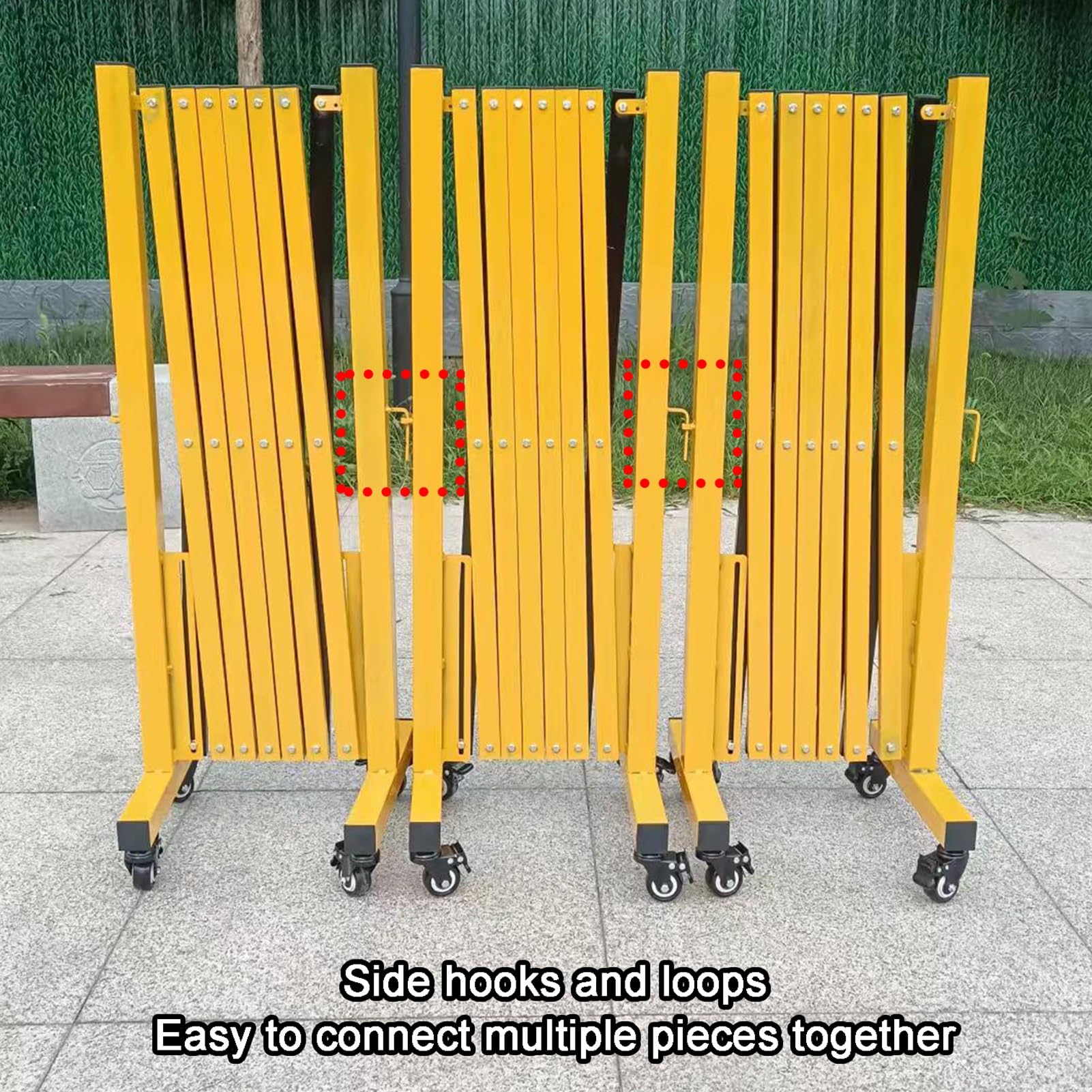 Einziehbares, faltbares Sicherheitstor, ausziehbare Akkordeon-Absperrung für den Außenbereich, verbindbare Verkehrsbarriere mit Rollen (80 x 100 cm / 31,5 x 39,4 Zoll)