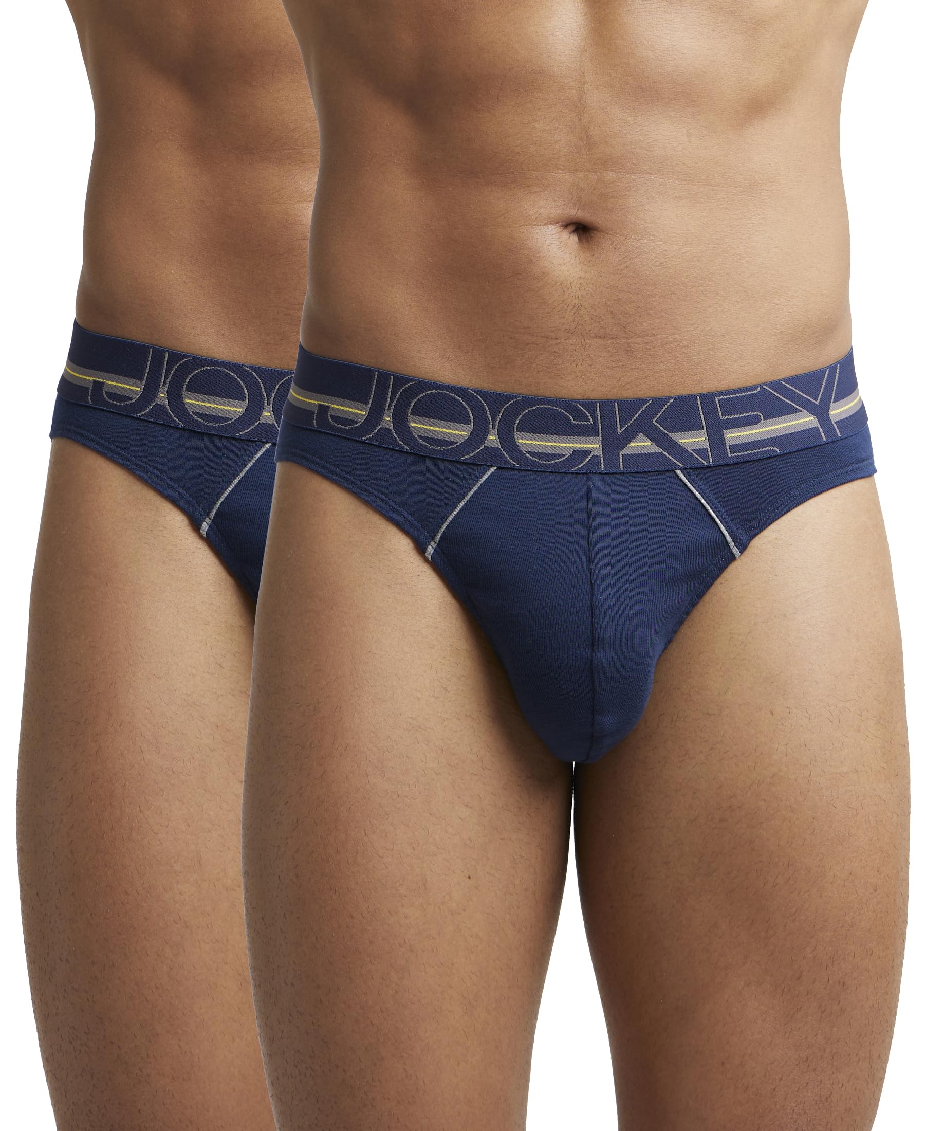 US17 Men's Super Combed Cotton Rib Solid Brief with Ultrasoft Waistband (Pack of 2)