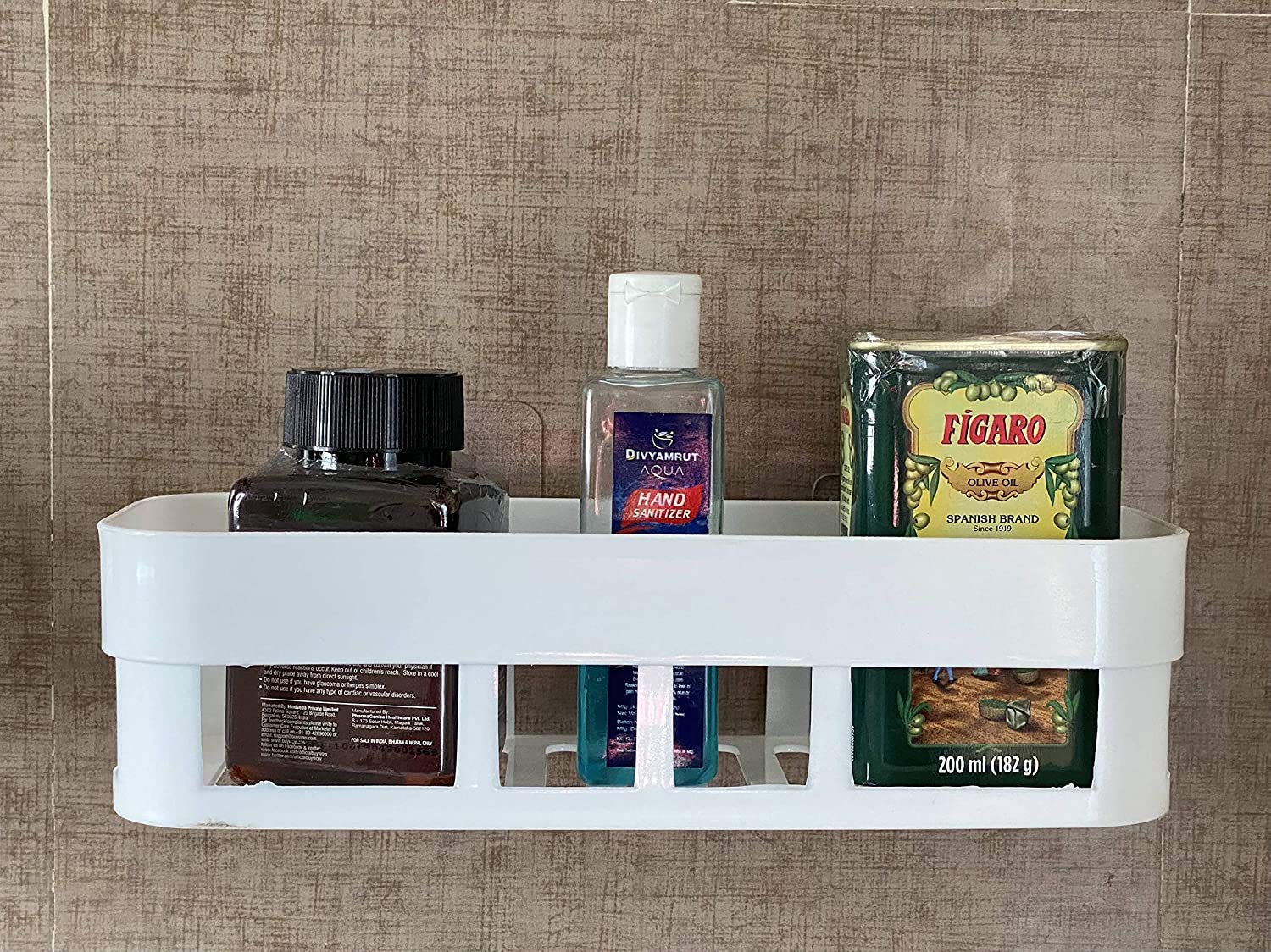 MorivaHomes ABS Plastic Self-Adhesive Bathroom Organizer Storage Racks&Shelf Without Drill No Fitting Men Required (Pack Of 1)