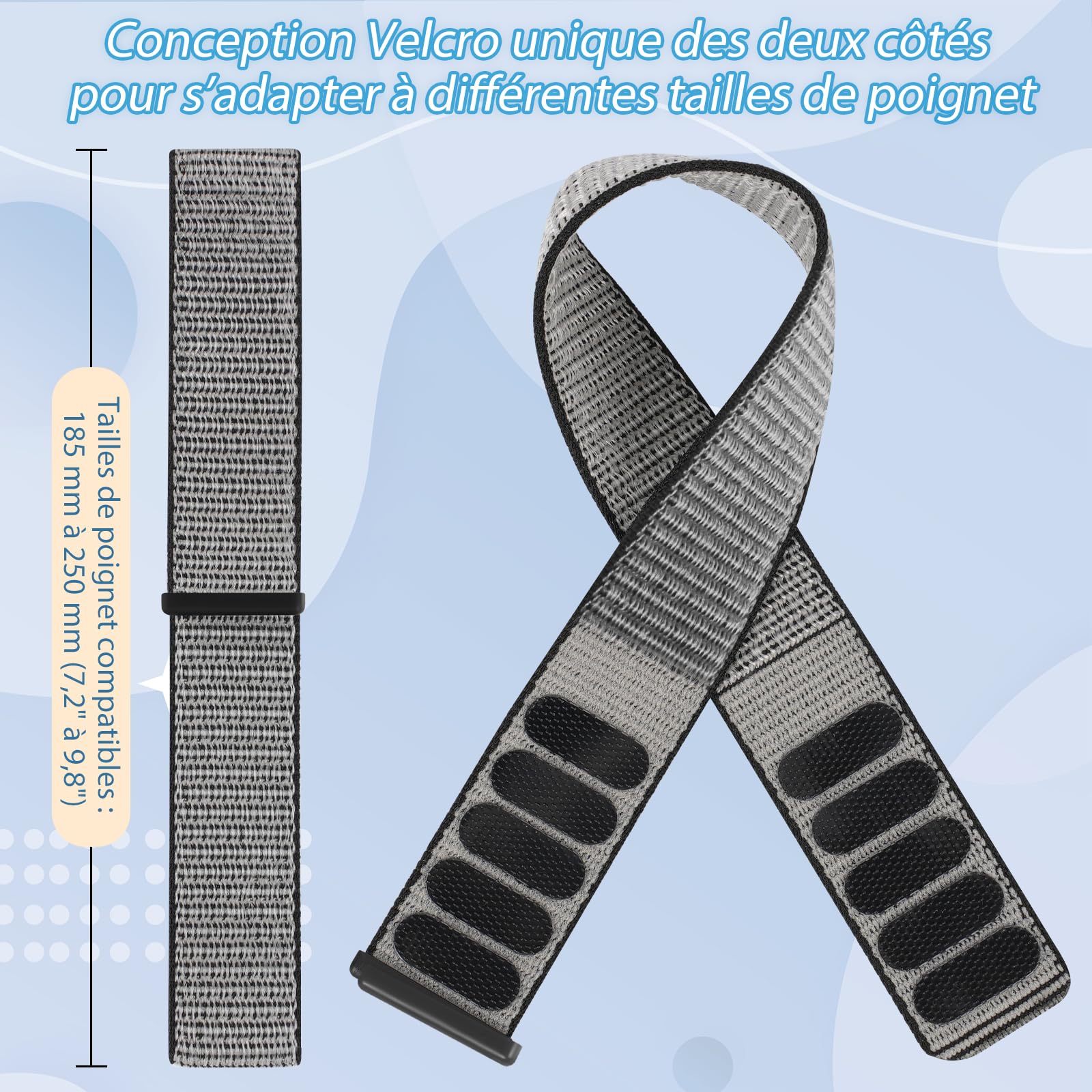 Quickfit 22mm Bracelet en nylon pour Garmin Fenix 8 47mm/Fenix E 47mm/Fenix 7/Fenix 7 Pro/Fenix 6/Fenix 6 Pro/Fenix 5/5 Plus/Epix Gen 2/Approach S62/S60 Bracelet pour Hommes Femmes