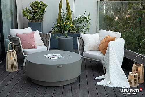 Miniatura 9 de AMS Chimenea Elementi  Mesa redonda de gas para patio exterior  Cubierta y rocas de lava incluidas  Mesa de bioetanol gratis (combustible gas
