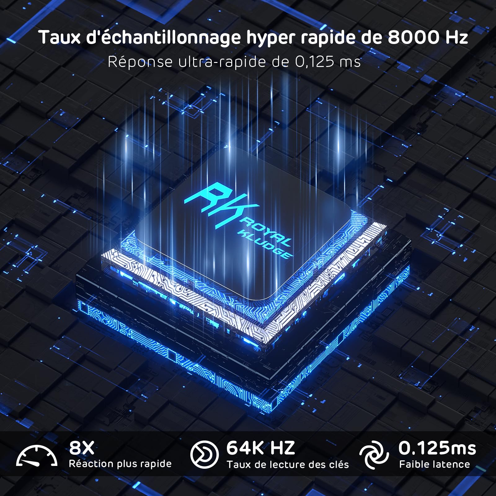 RK ROYAL KLUDGE C68 FR Clavier mécanique jeu effet Hall, filaire RGB commutateur magnétique 65%, chaud, déclenchement rapide, taux de rafraîchissement 8KHz, pilote Web Pro pour Mac&Win, French AZERTY
