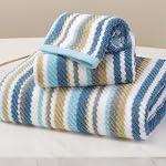 Serviettes de bain avec boucles suspendues, 6PC Serviettes rayées - 100% Coton, Séchage rapide, Douce, Absorbe & Léger, 2 Bain 28"x52", 2 Main 16"x27", 2 Linge de toilette 13"x13", sertie de serviettes de douche, jaune + gris