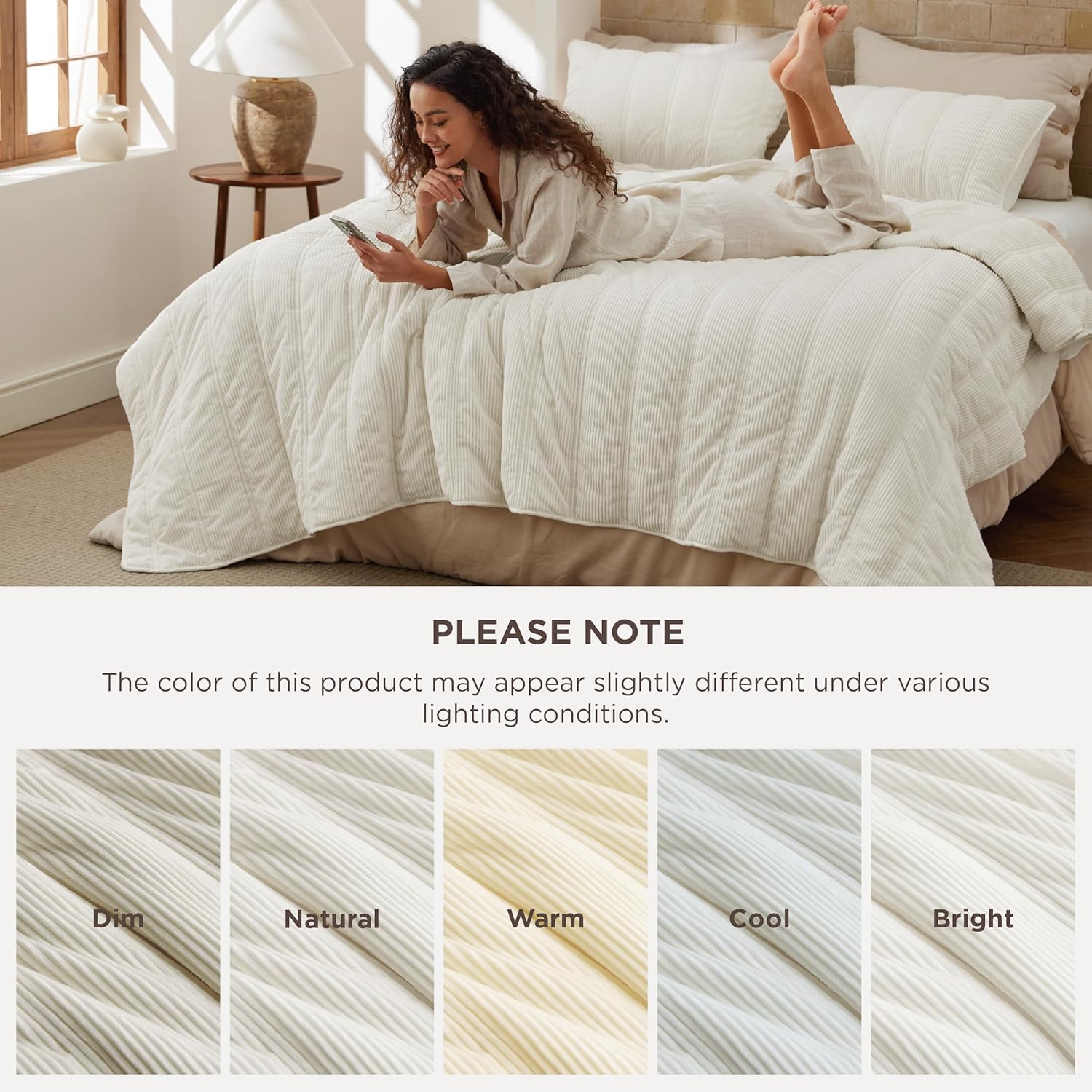 Bedsure Luxury Velvet Quilt Queen Size - Lightweight Velvet Ivory Comforter Set, Oversized Bedspread Coverlet Bedding Set for All Season, Pet-Friendly, Tear-Resistant, Ultra-Soft, 90"x96" - Image 3