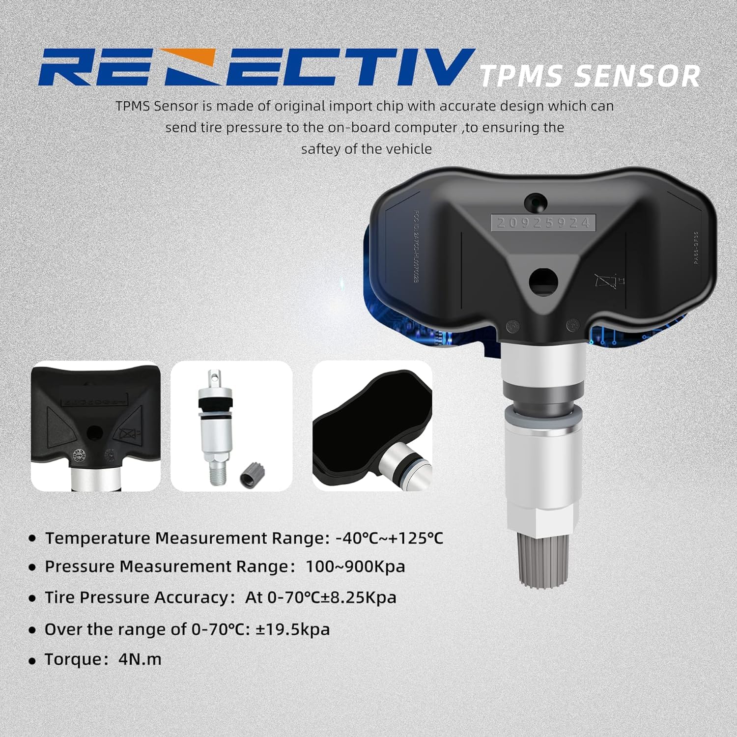 TPMS Sensor,315MHZ Tire Pressure Monitoring System Replacement for GM Chevy Buick GMC Pontiac Saturn OE#20925924(4PC)