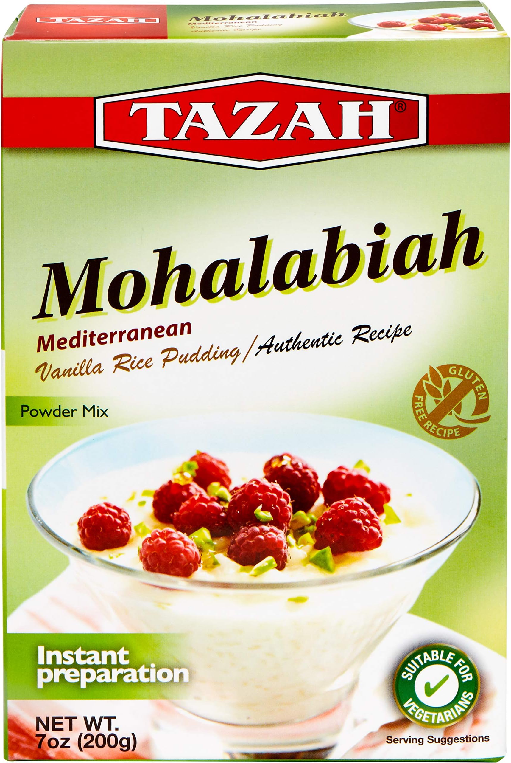 Tazah Mohalabiah Vanilla Rice Pudding Mix 7oz (200g) - Authentic Lebanese Easy & Delicious Dessert Gluten-Free Recipe Ready in Minutes