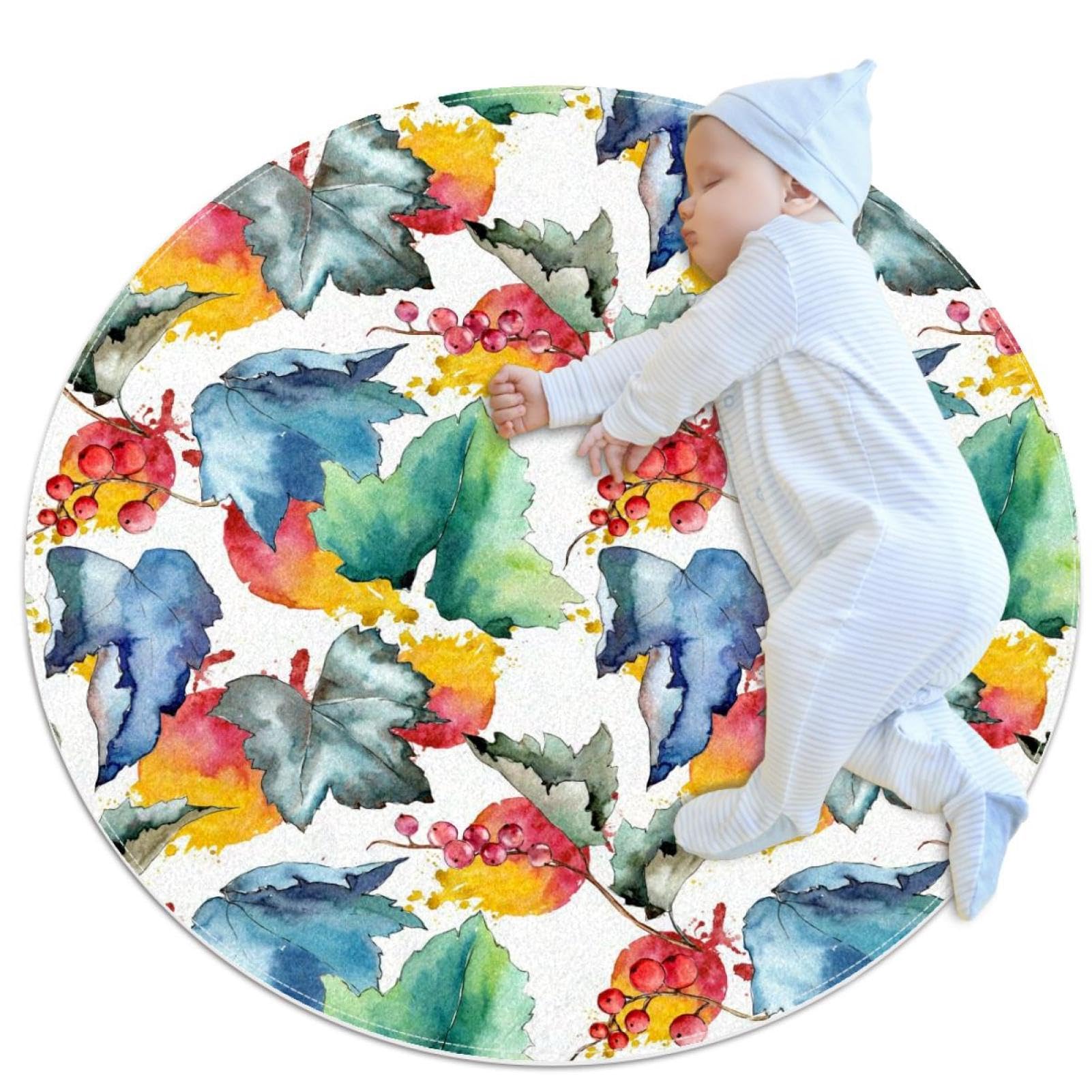Tapis de salle de bain antidérapant rond 1m avec motif camomille