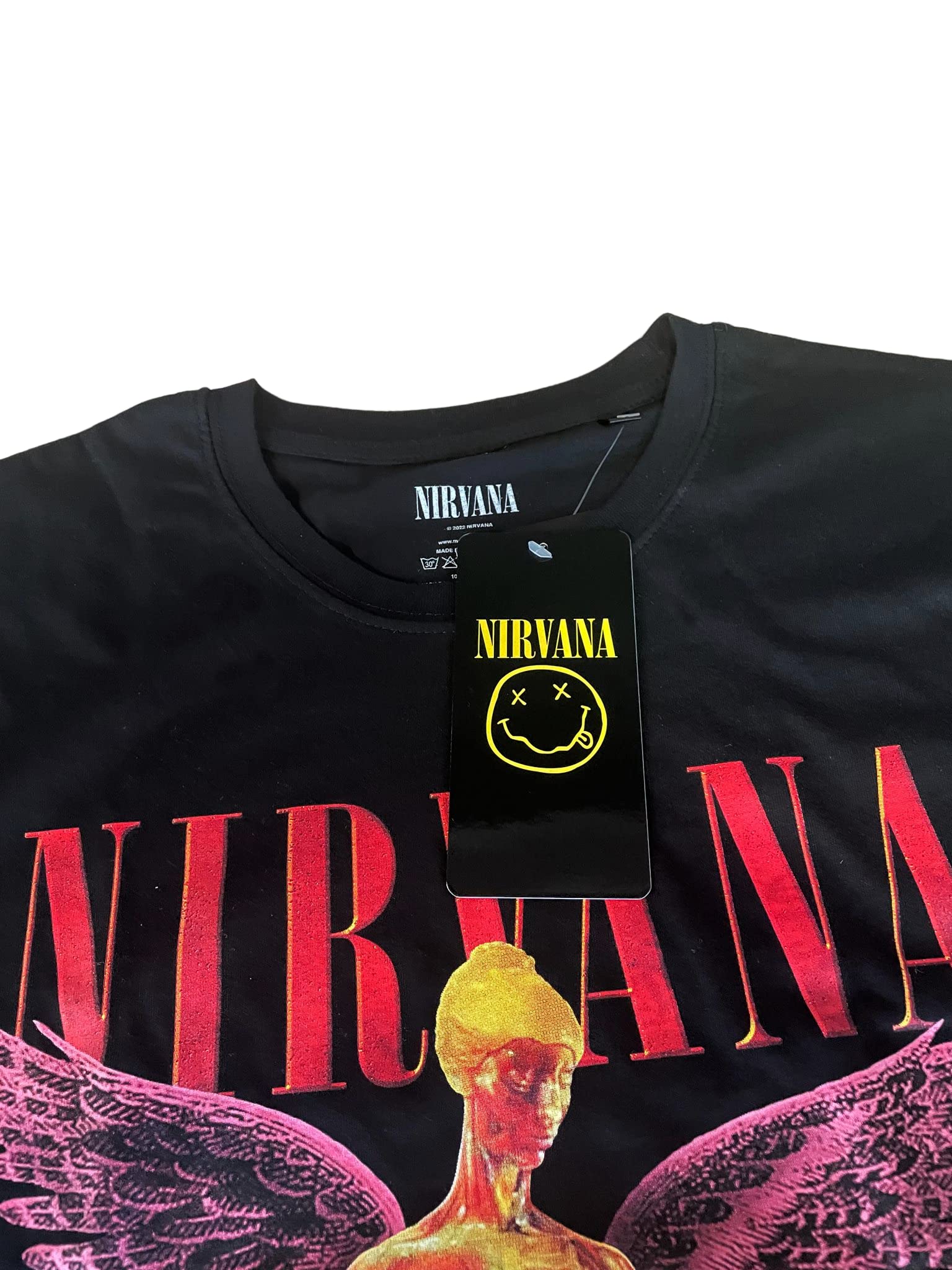 Nirvana in Utero T-Shirt Officiel Rock T-Shirt Noir Coton Unisexe Adulte Garçon.