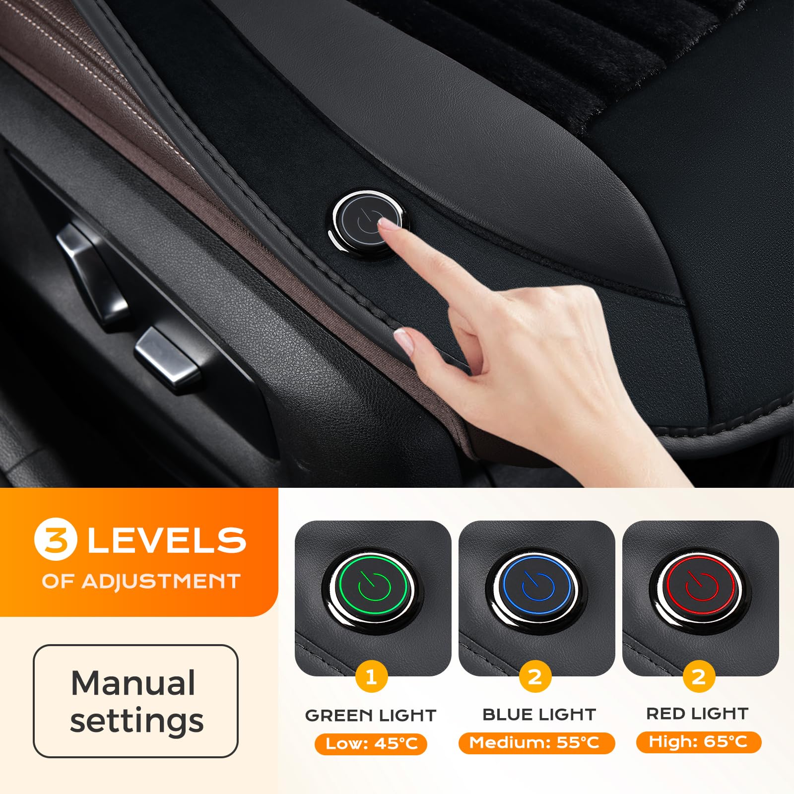Coverado Winter Car Seat Cushion Comfort Fuzzy Leather Car Seat Protectors No Slip Front Seat Cover Universal Fit — view 5