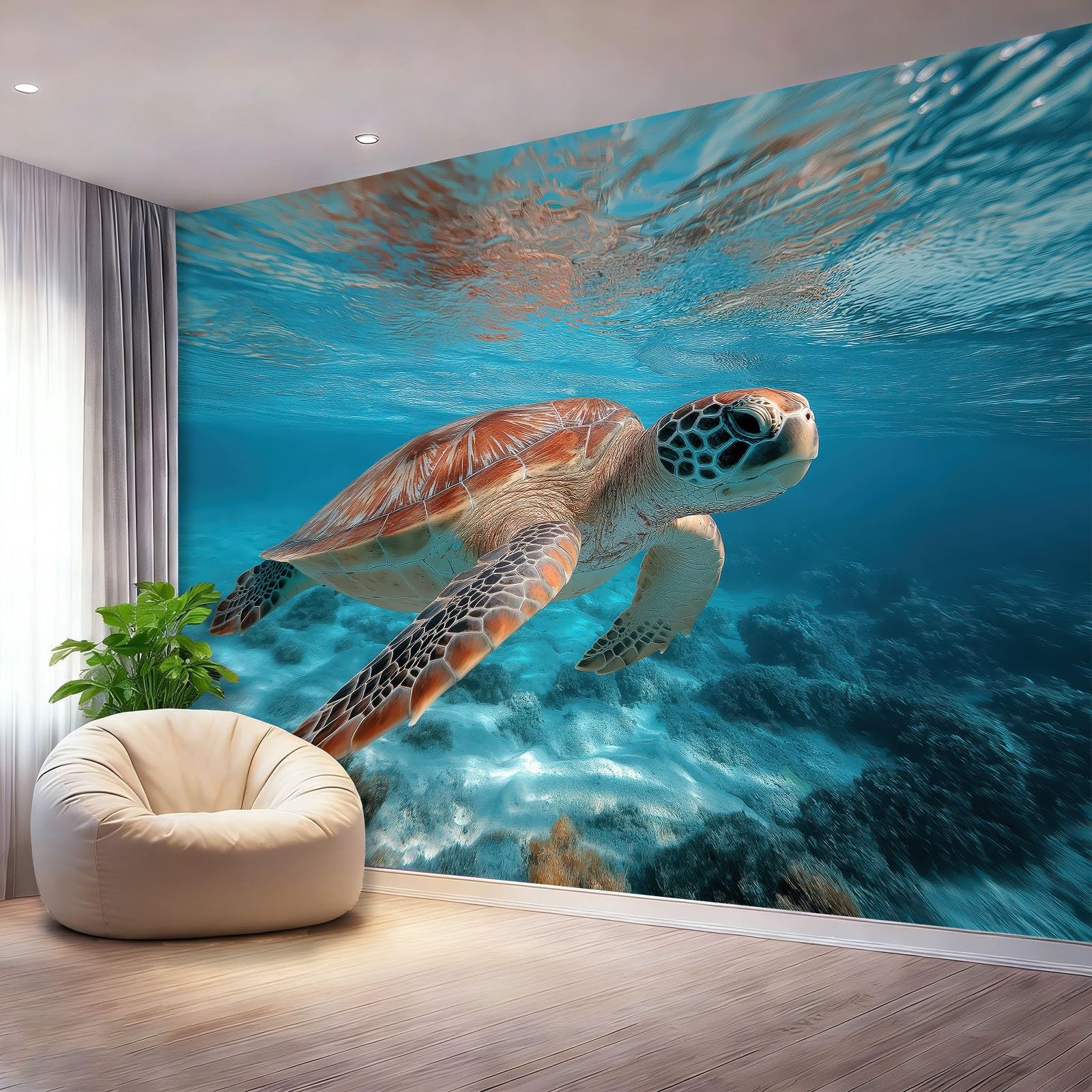 Papier Peint Sous l'eau Panoramique Intissé pour Chambre Adulte