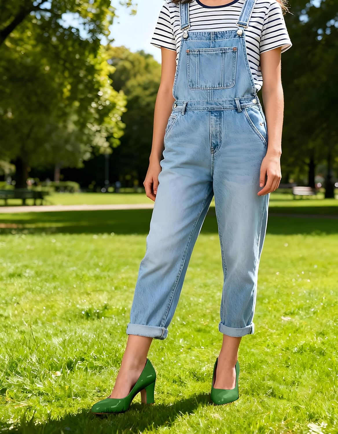 Women's Pumps Slip On Round Closed Toe Chunky Block Heels Classic Comfortable Dress Shoes for Office Work Formal