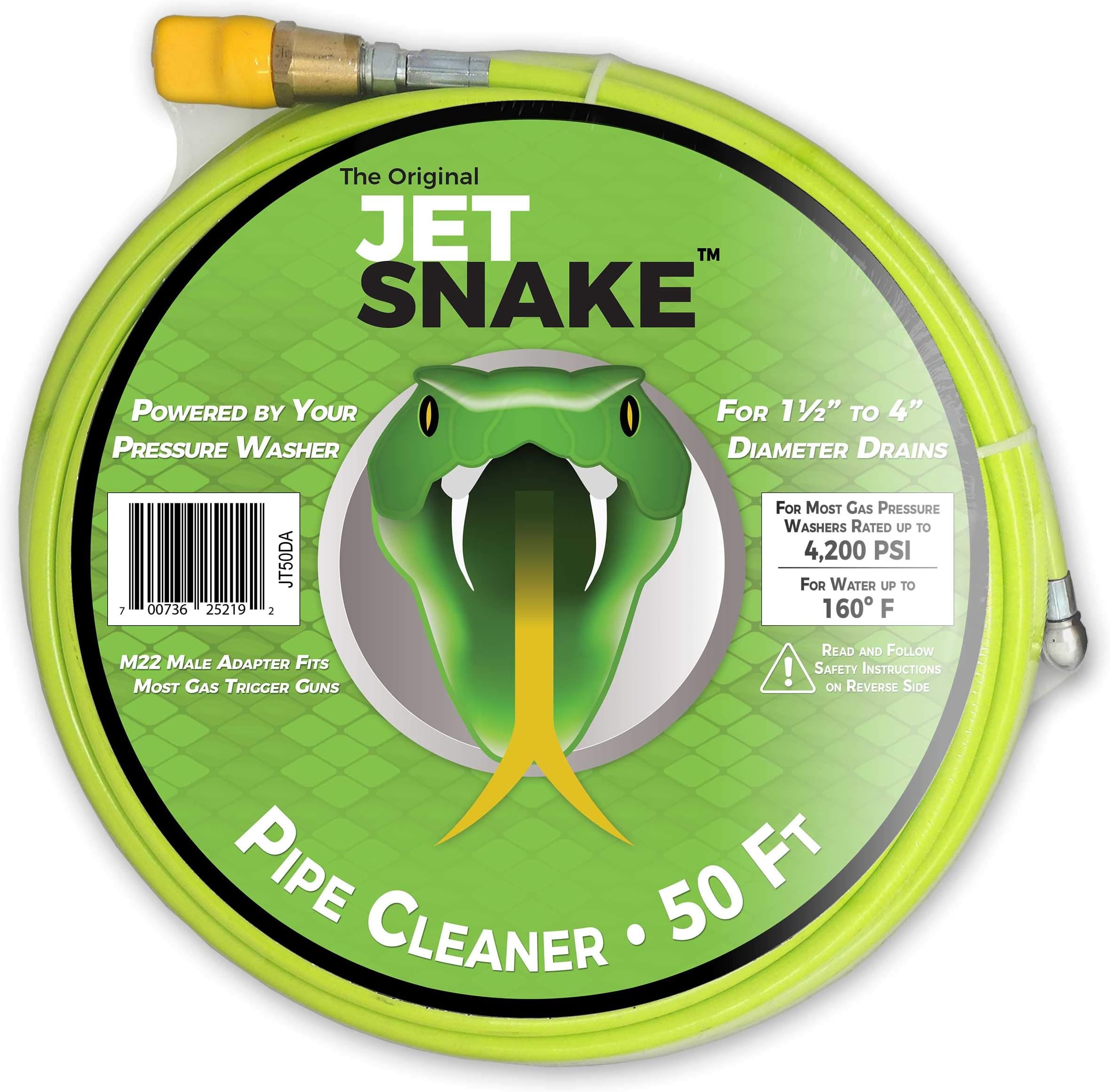 Sewer Jetter - 50 FT JetSnake Drain Cleaner for Your Gas Pressure Washer
