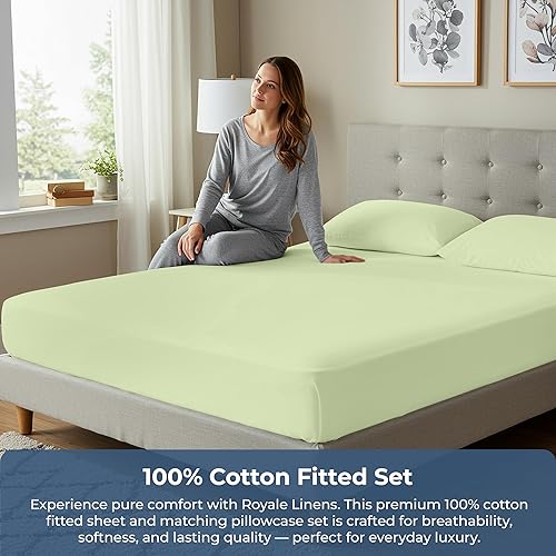 Miniatura 6 de Royale Linens Sábana bajera ajustable con fundas de almohada Sábanas bajeras King con 2 fundas de almohada 300 hilos 100% algodón orgánico Se