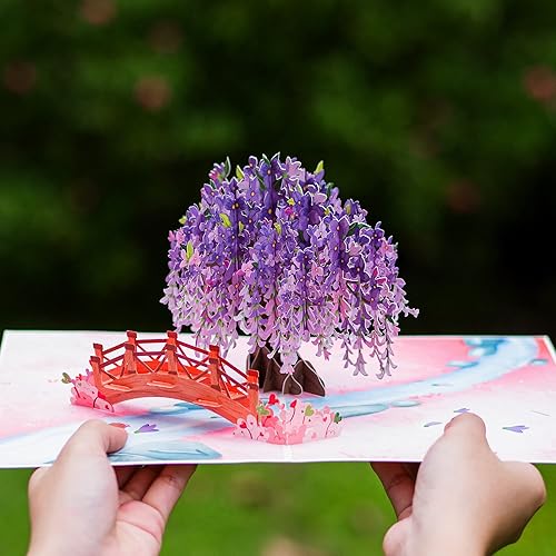 Miniatura 2 de Paper Love Frndly Wisteria - Tarjeta desplegable 3D, para todas las ocasiones, 100% reciclada y ecológica, hecha a mano, cubierta de 8 x 6 pulgadas,