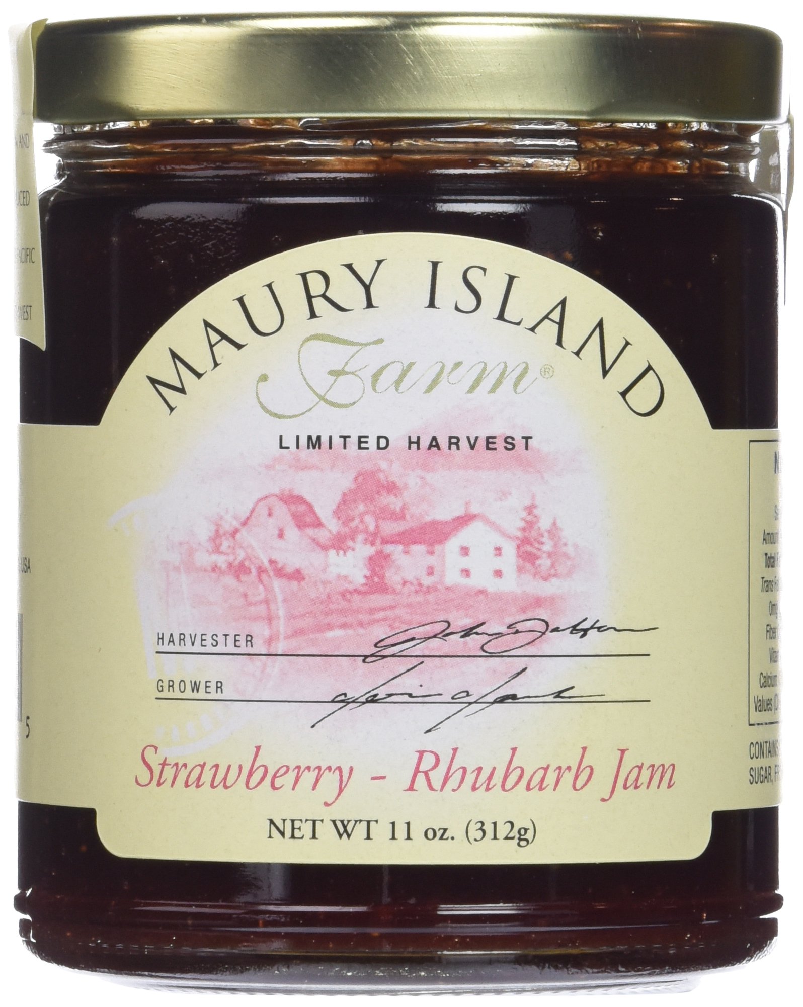 Maury Island Farms, Gourmet Strawberry Rhubarb Jam, 11 Ounce Jar