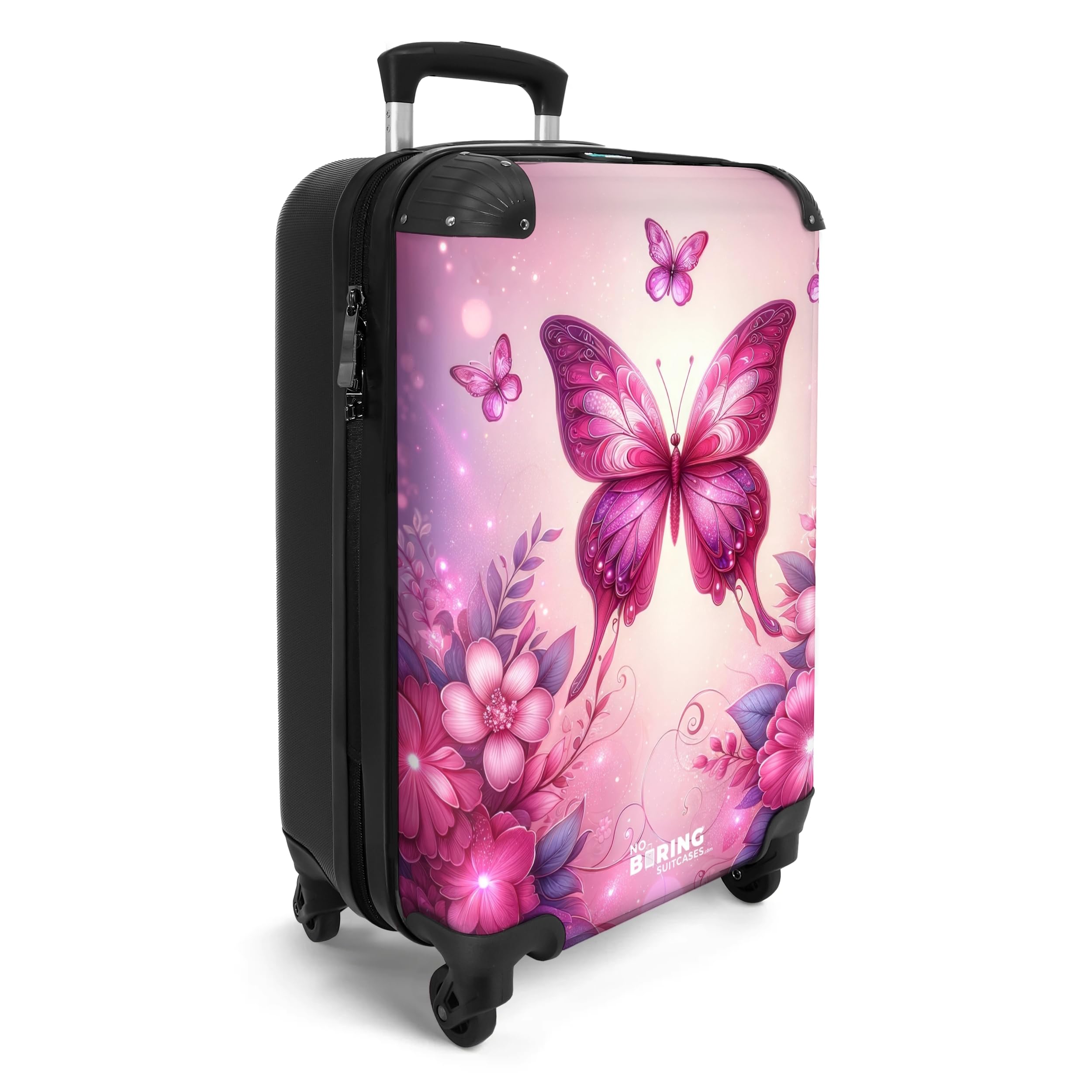 NoBoringSuitcases.com Valigia Trolley Bambina 55x40x20 cm Farfalle Viola