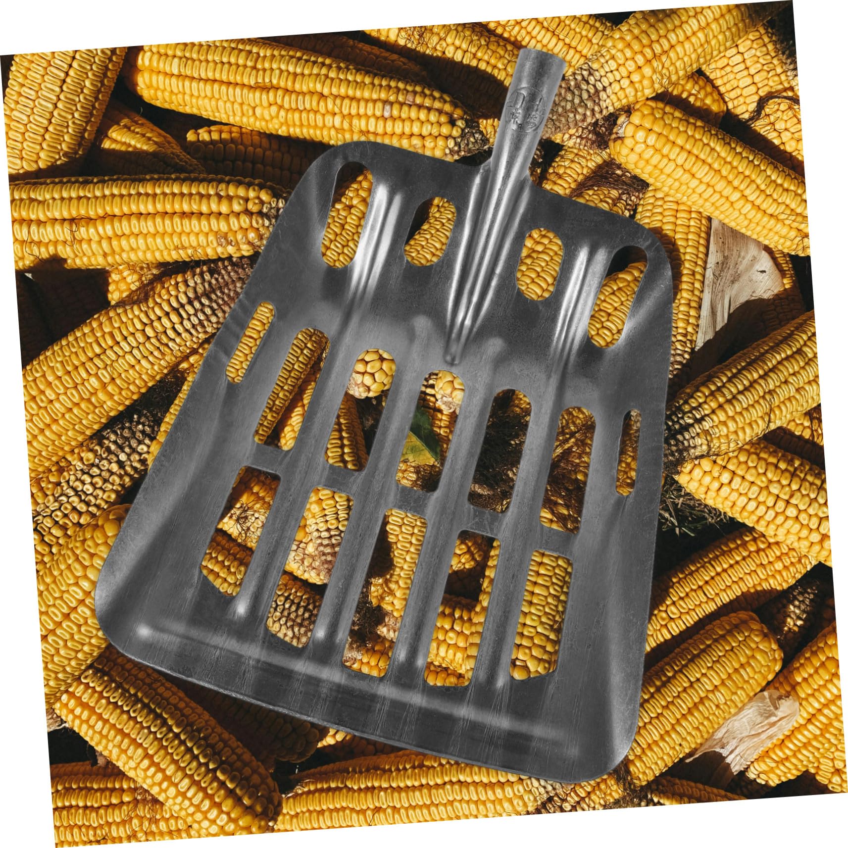 Pala de Hierro Plata con Diseño de Cedazo y Estructura Reforzada | Malla Hueca con Separación de 2, 6cm, Resistente al Desgaste, para Secado de Grano y Hogar