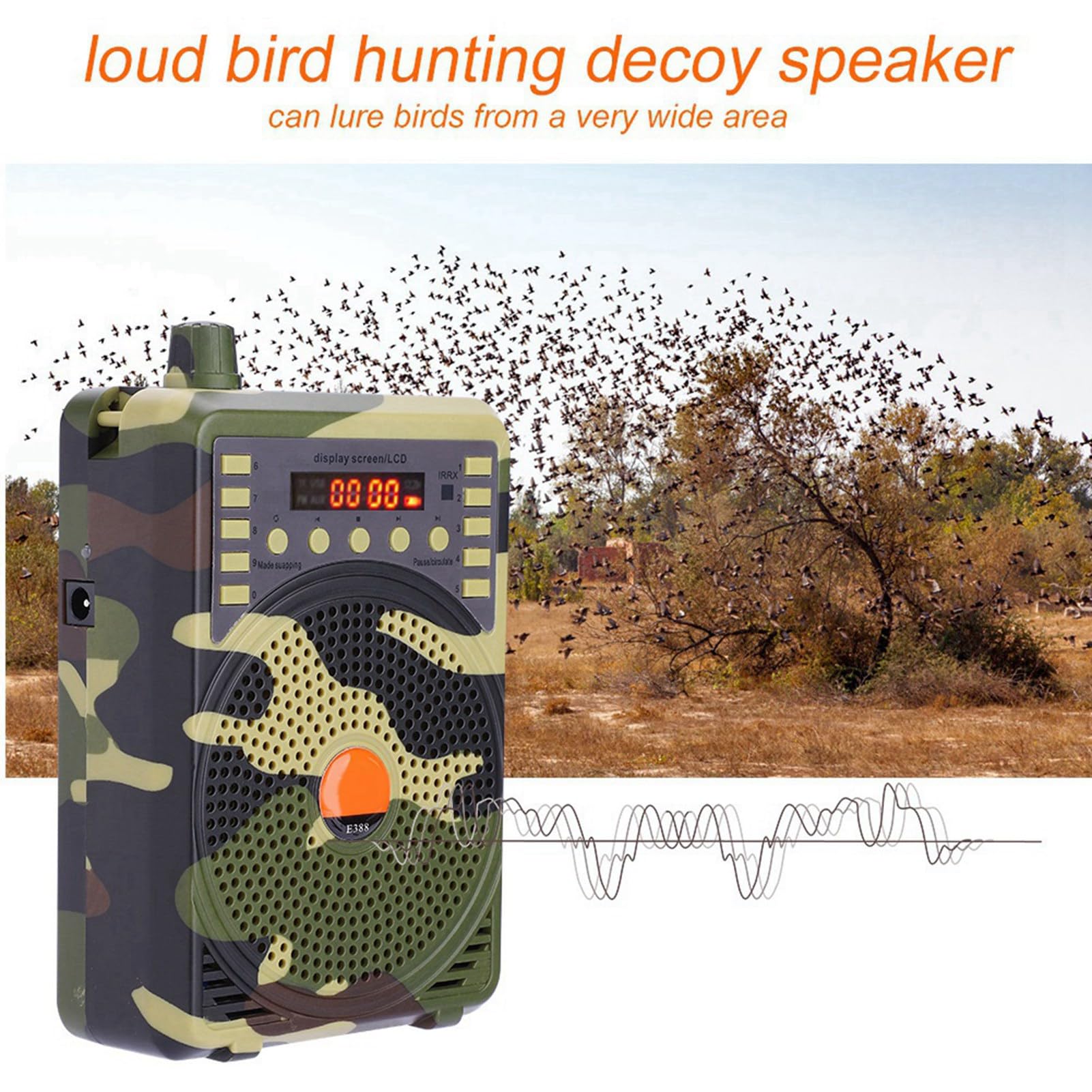 Tbest Tragbarer Elektronischer Vogelrufer, Outdoor-Jagd-Lautsprecher, Jagd-Lockvogel-Anrufe, MP3-Lautsprecher, Fernbedienungs-Set (EU-Stecker)