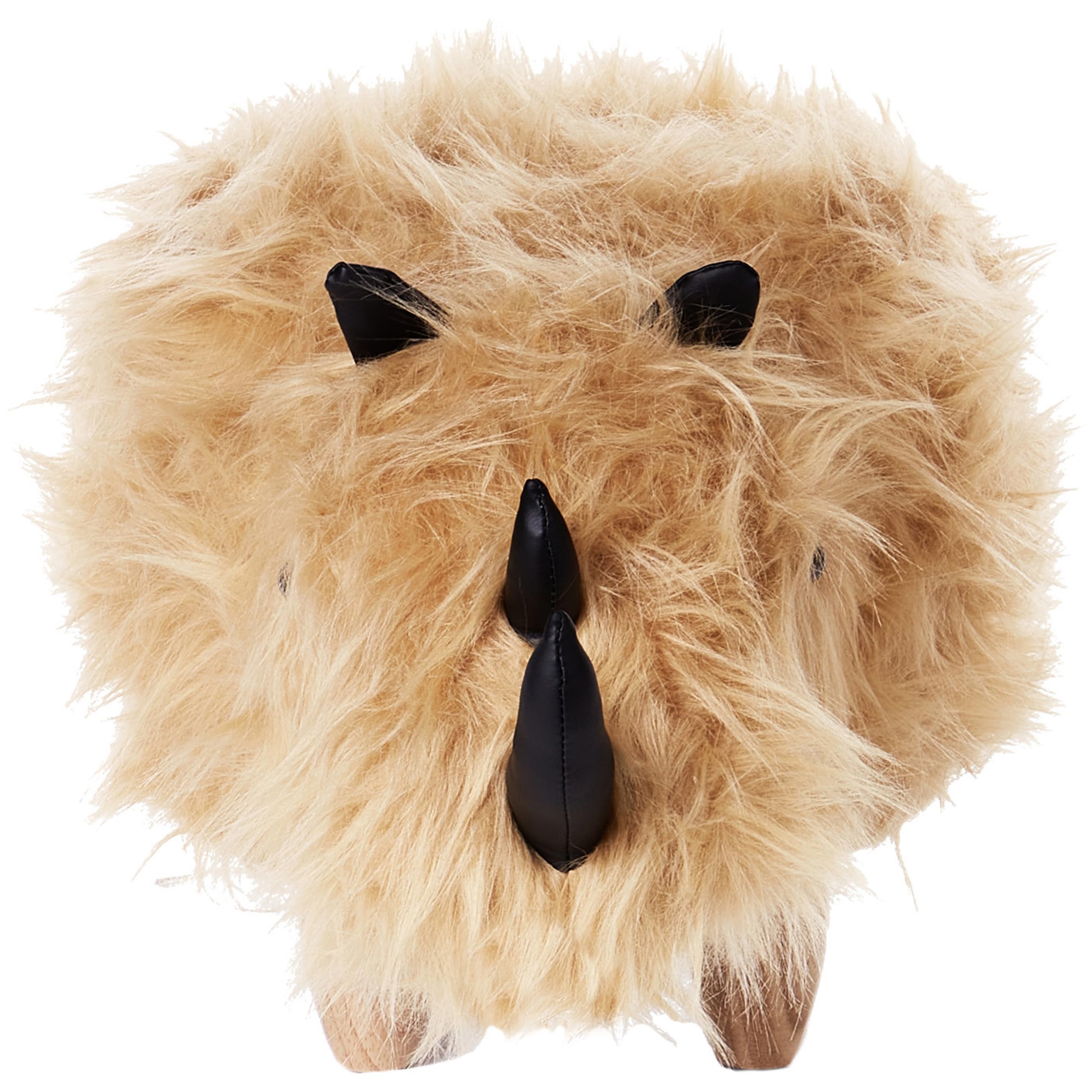Beliani Flauschiger Hocker in Tierform Felloptik sandbeige Tierhocker für Kinder Rhino