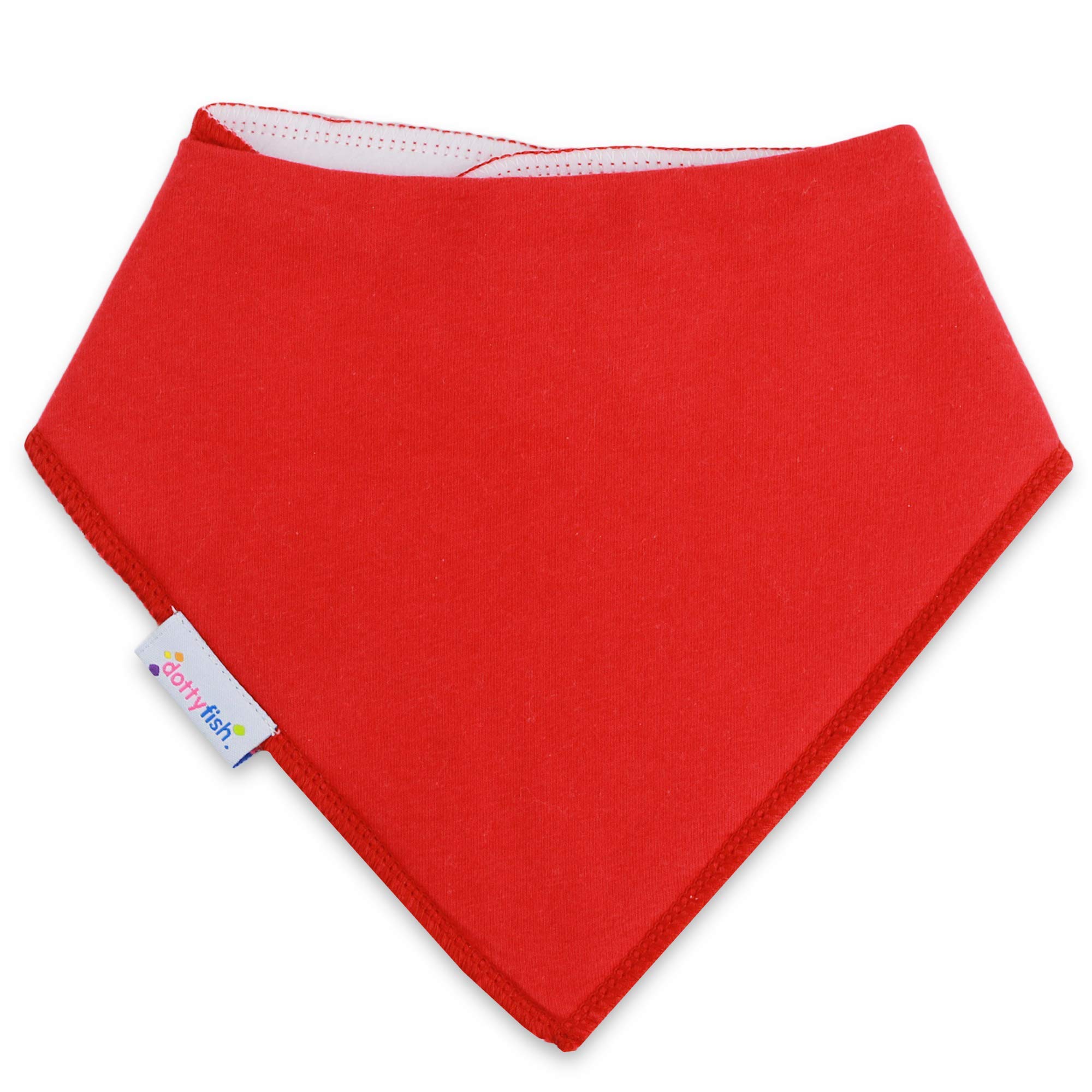 Dotty Fish Baby Bandana Bibs – Organic Cotton Dribble & Teething Bibs with Super Absorbent Fleece Backing, Adjustable Popper Closure, for Newborns & Toddlers – Red
