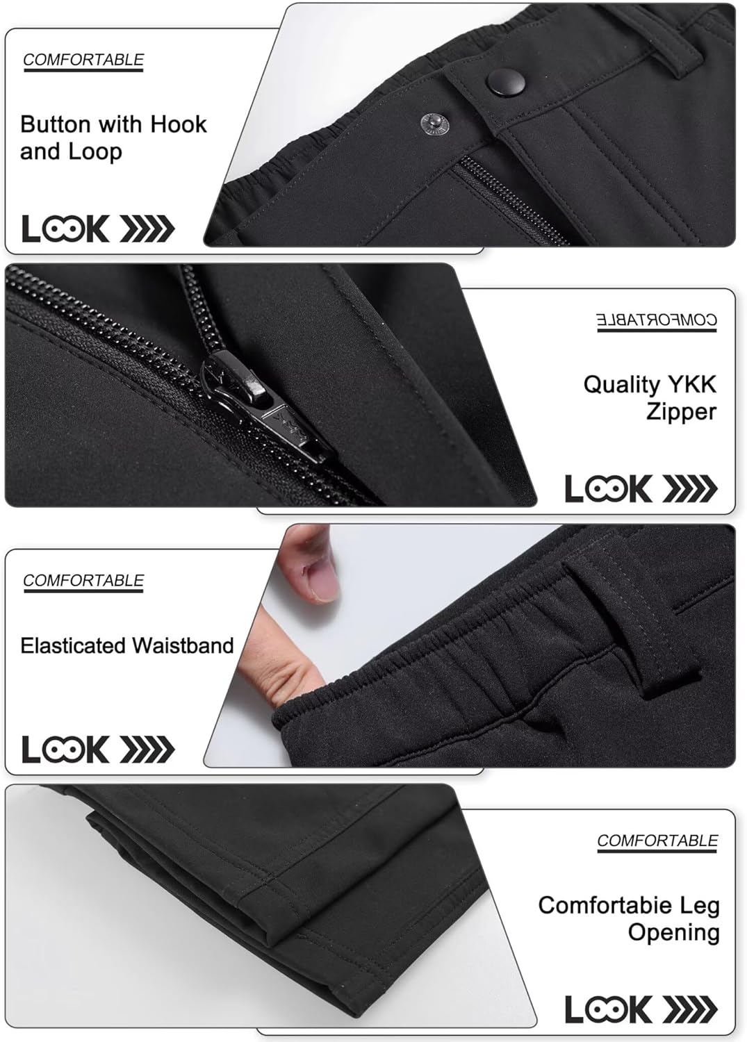 Women's Winter Hiking Pants Fleece Lined Waterproof Windproof Snow Insulated Pants Small - Image 6