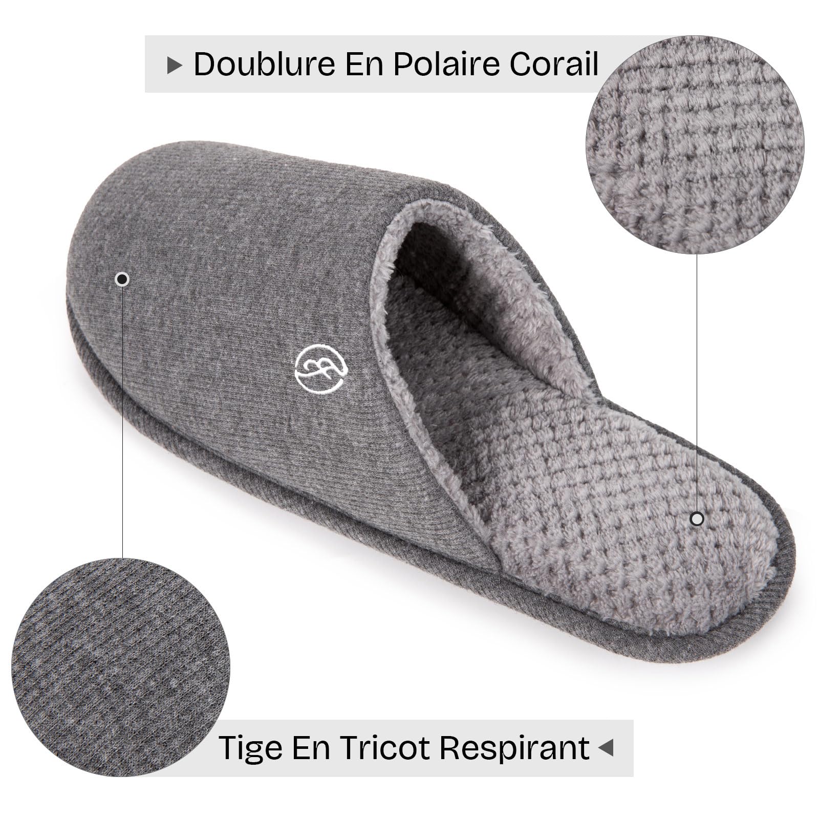 EverFoams Chaussons respirantes douces pour hommes avec mousse à mémoire de forme pour l'été et l'automne