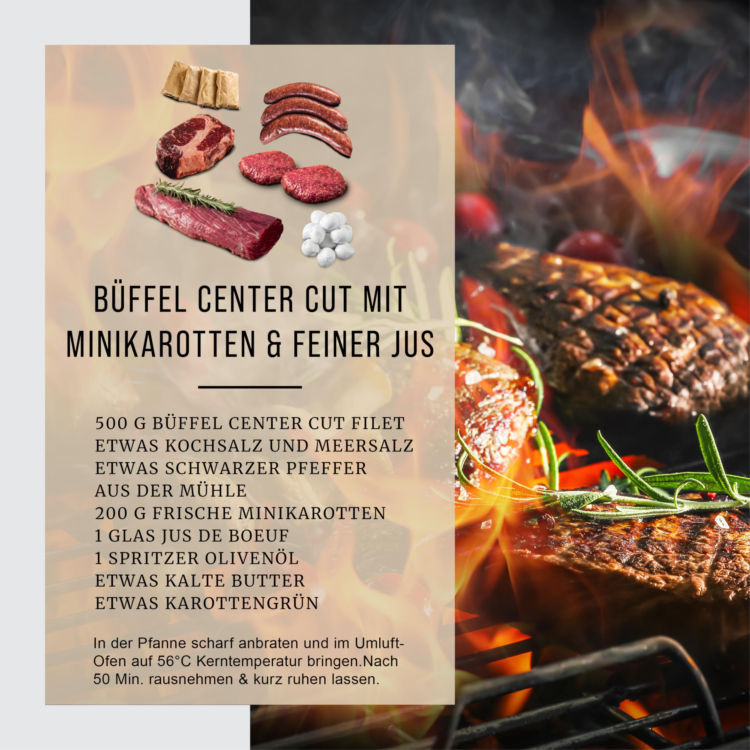 Büffel Bill Kennenlernpaket I Büffelfleisch Variationen für Genießer I Original vom italienischen Wasserbüffel I Bratwurst, Steak, Filet, Mozzarella