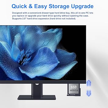 All-in-One Desktop Computer 27inch Desktop Computer Quad-Core N95(Up to 3.4Ghz)512GB SSD 16GB RAM With Webcam,All-in-one PC Computer Supporting Adjustable screen Dual-band WiFi 6 Bluetooth 5.3, Black