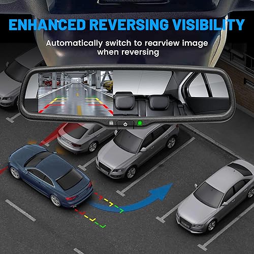 Miniatura 5 de EWAY Para Toyota Tundra 2007-2014 4.3 "Monitor de espejo retrovisor con manija del portón trasero Kit de cámara de respaldo Estacionamiento