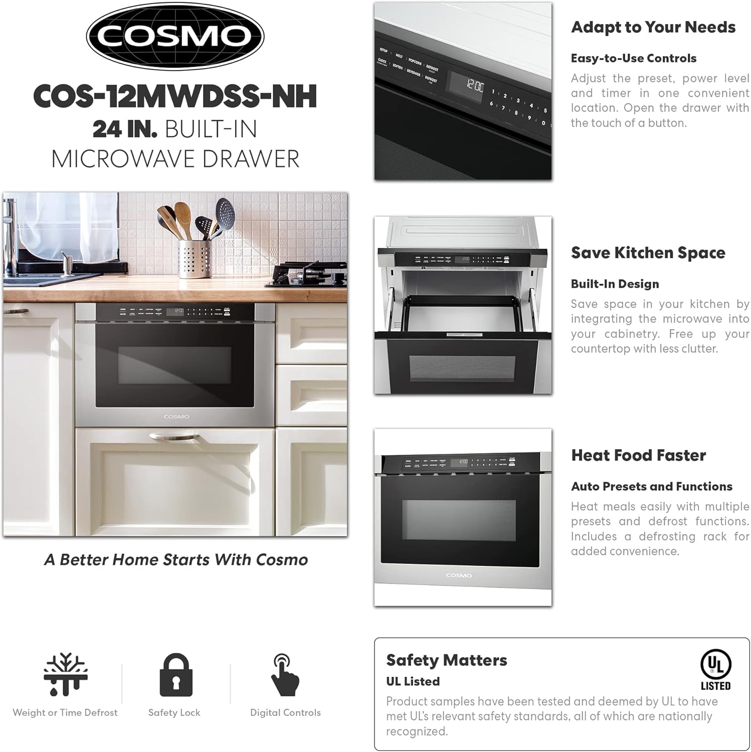 Buy COSMO COS12MWDSSNH 24 in. Builtin Microwave Drawer with