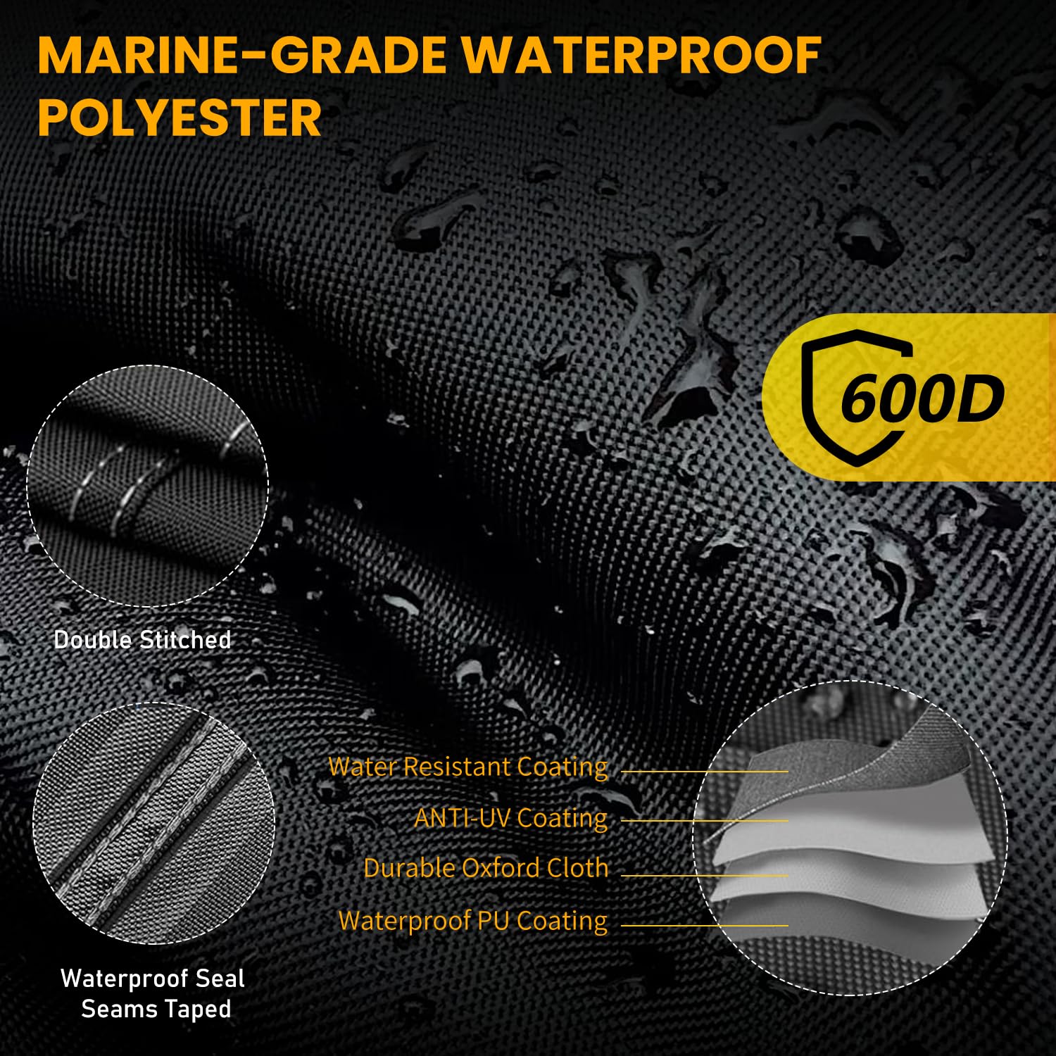 Aufsitzrasenmäher Abdeckung 600D Oxford PU, Aufsitzmäher Rasentraktor Abdeckung Beschichtung Heavy Duty & Wasserdicht Abdeckhaube für Rasenmäher 2 Lüftungsöffnung 4 Reflexionsband