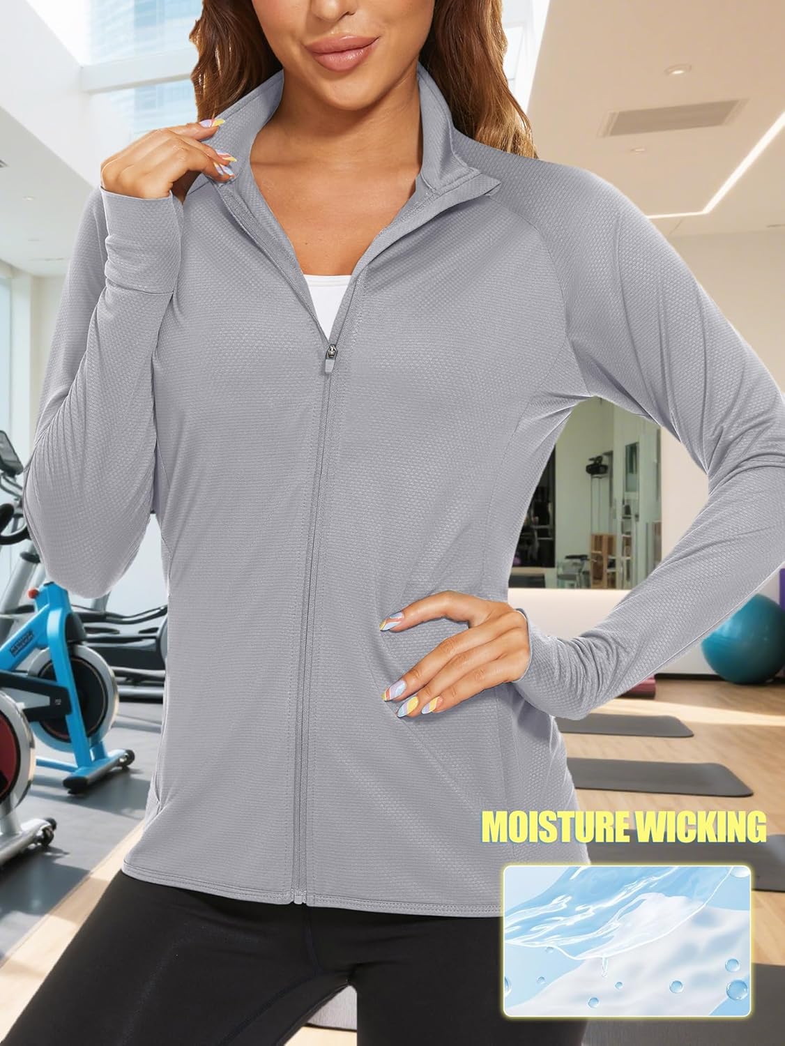 TACVASEN Women's Workout Jackets Lightweight Athletic Jacket Zip Up UPF 50+ UV Protection Long Sleeve Sun Shirt - Image 2
