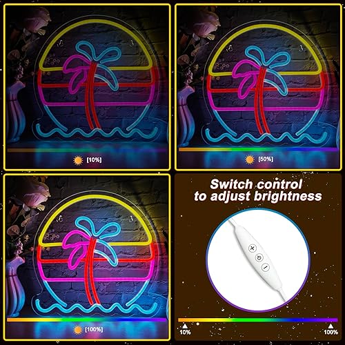 Miniatura 5 de Letrero de neón de puesta de sol, luz de neón regulable con palmera para fiesta, bar, restaurante, decoración de pared, alimentación por USB, vista