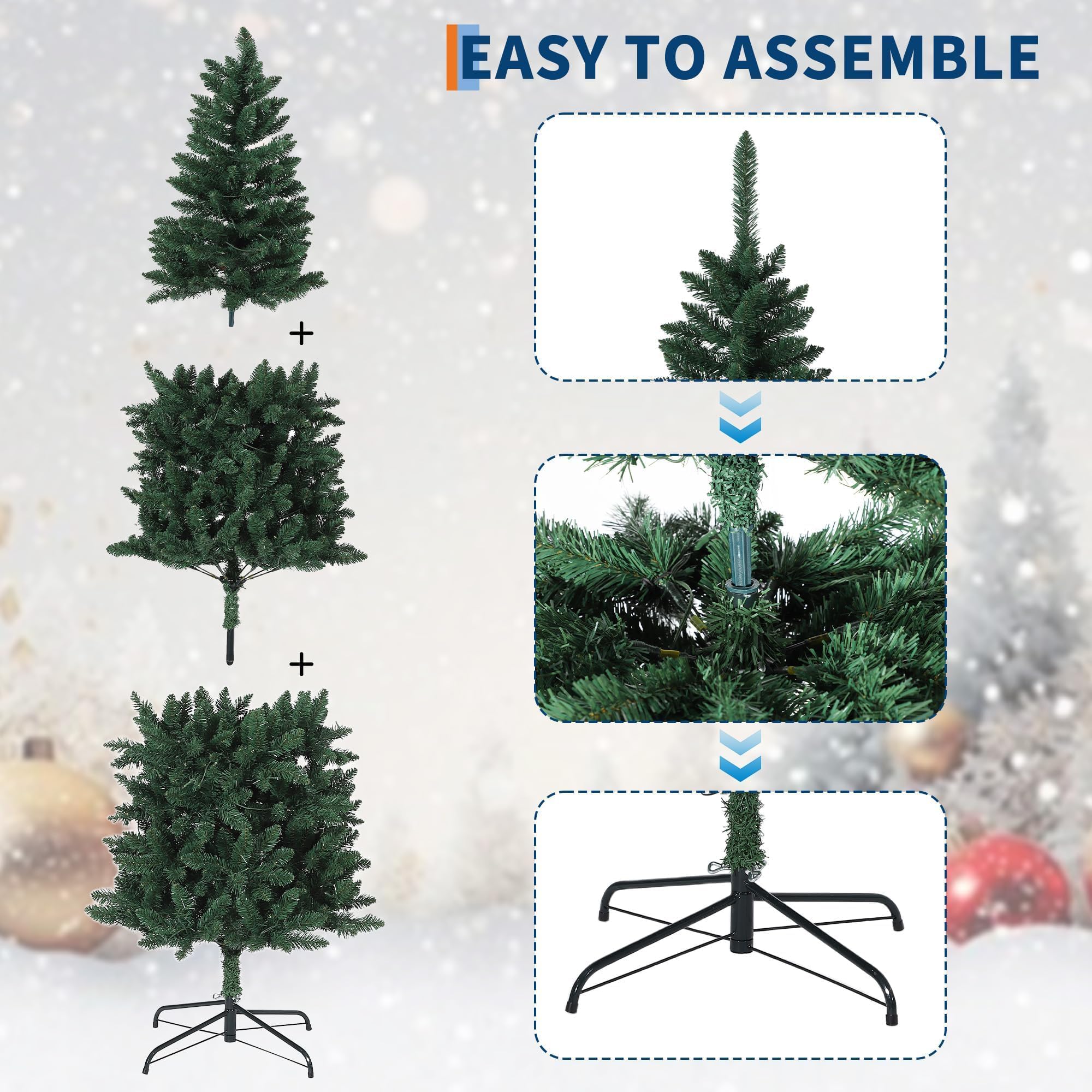 Garvee 230 cm Weihnachtsbaum Künstlich, Tannenbaum Künstlich Mit Metallständer, Christbaum, PVC Tannenbaum Mit 800 Grünen Spitzen, Für Zuhause, Büro, Geschäfte Und Hotels