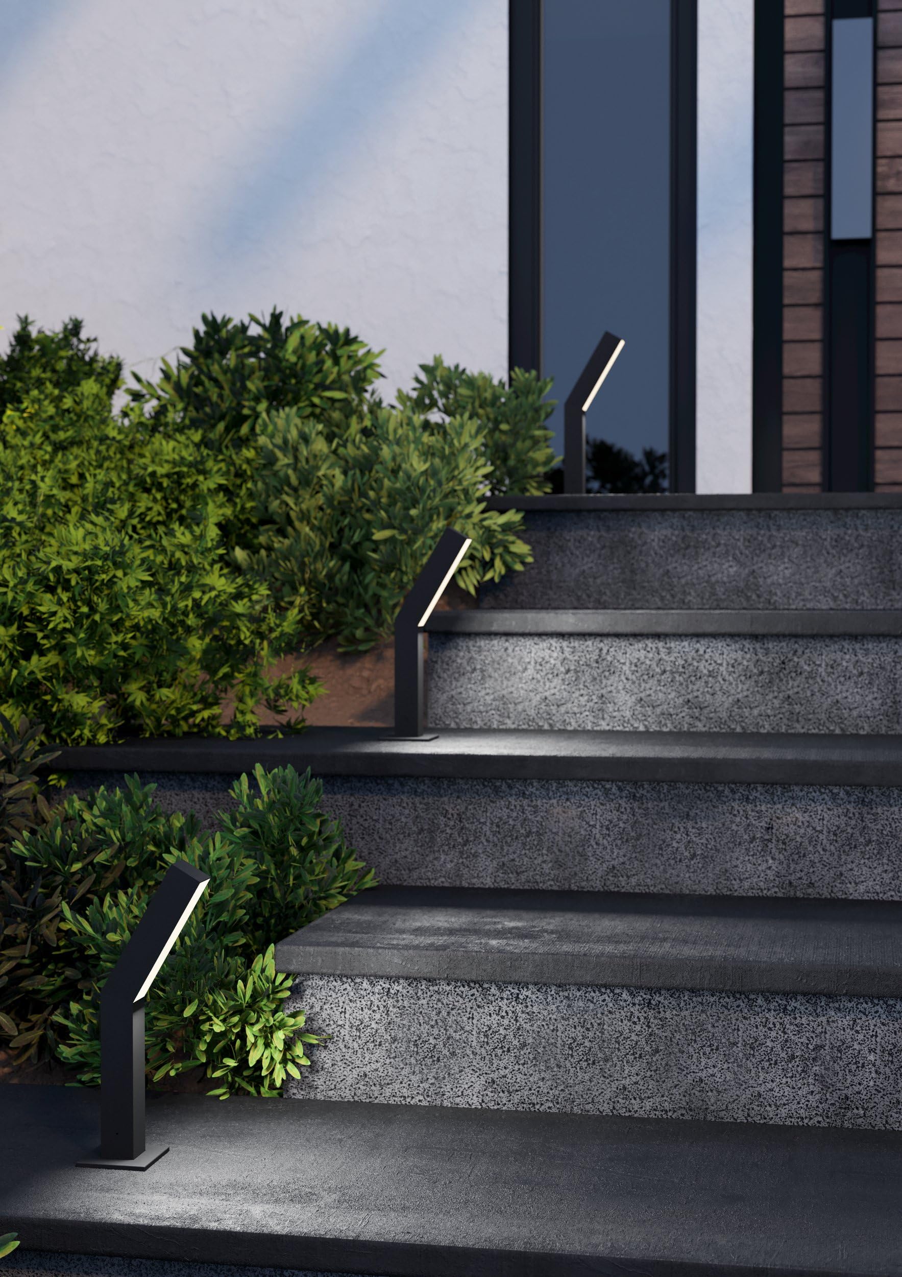 EGLO Ugento Lámpara de pedestal para exteriores, lámpara de pie exterior, iluminación exterior para jardín y terraza, lámpara de exterior de metal negro, IP44, H 36 cm, blanco cálido