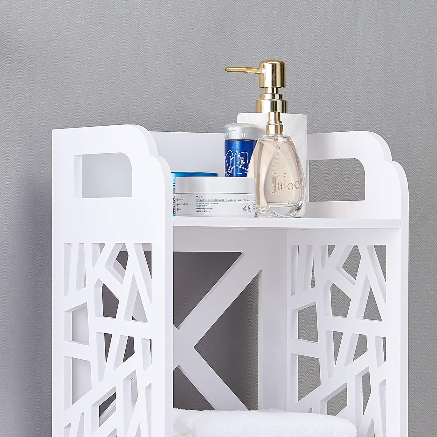 Kings Brand Furniture - Larie Wood Bathroom Floor Storage Cabinet, White