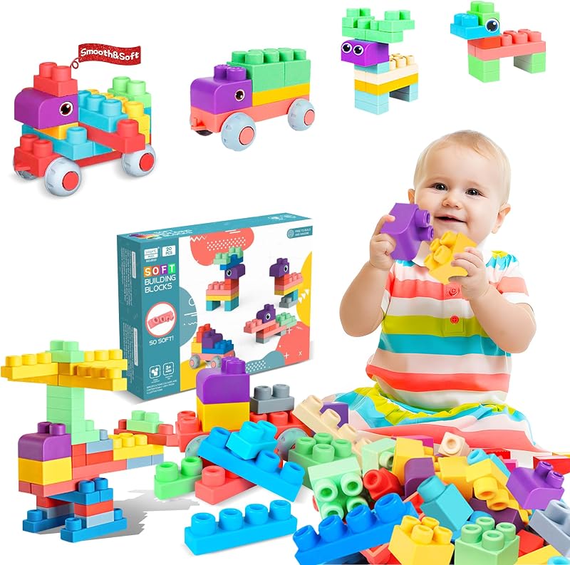 Soft Building Blocks for Children 18 Months and Up, 20PCS Stacking Blocks Set BPA Free, Large Colorful Soft Blocks, Creative STEM Building Play Gift