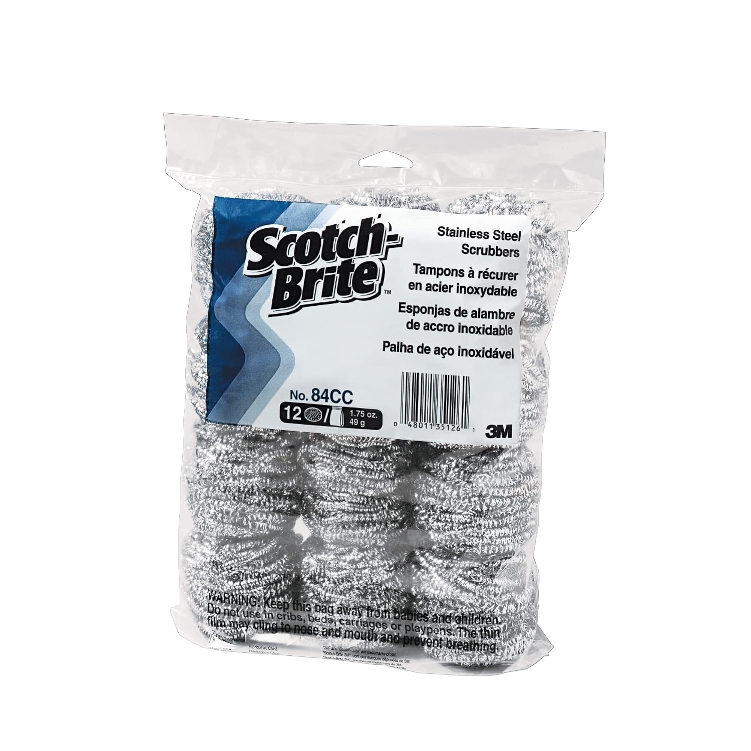 Scotch-Brite Stainless Steel Scrubber 84CC, 1.75 Oz