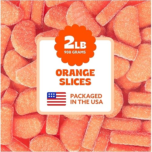 Orange Slices Candy by Cambie, 2 Pounds of Orange Candy, Mouth-Watering Gummies with a Soft and Chewy Texture