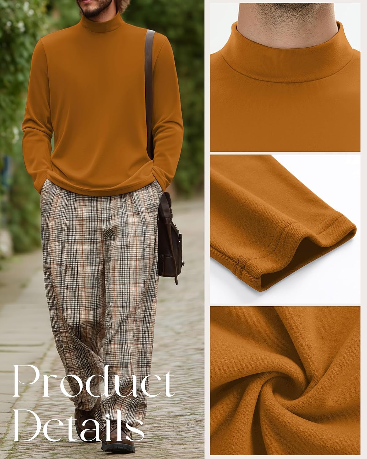 4 Pack Men's Mock Turtleneck Shirts